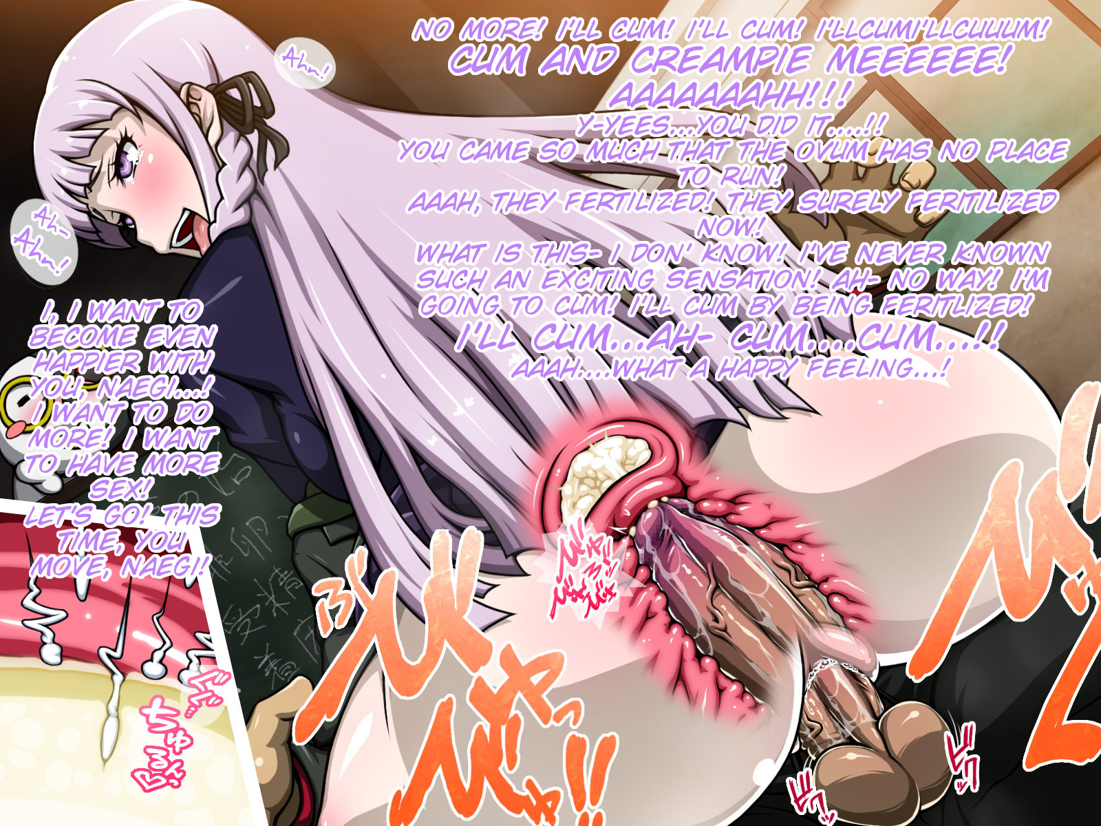 1boy, 1girls, ahe gao, ass, balls, big ass, big butt, blush, cowgirl position, creampie, cum, cum in pussy, cum in uterus, cum inside, danganronpa, danganronpa: trigger happy havoc, female, femdom, fertilization, fucked silly, huge ass, huge butt, impregnation, kirigiri kyoko, kurojiya, large ass, light skin, light-skinned female, long hair, male, mouth open, naegi makoto, open mouth, out of character, ovum, pale skin, pale-skinned female, penis, pussy, sex, solo focus, straight hair, tagme, tears, testicles, text, tongue, tongue out, unseen male face, vaginal penetration, veiny penis, very long hair, white skin, wide hips, x-ray