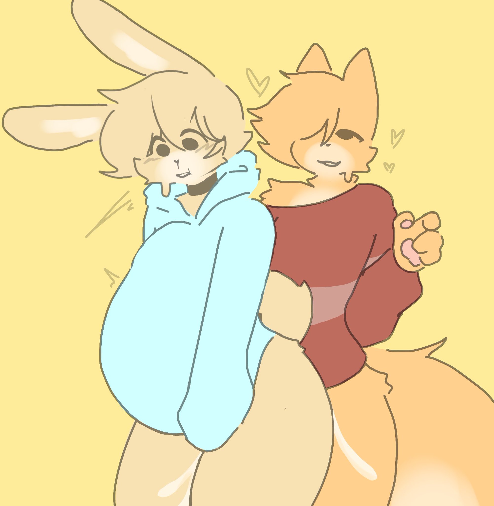 alex (horniicat), bunny, cat ears, cat tail, cumflation, furry, gabriel (horniicat), horniicat, inflation, yellow eyes