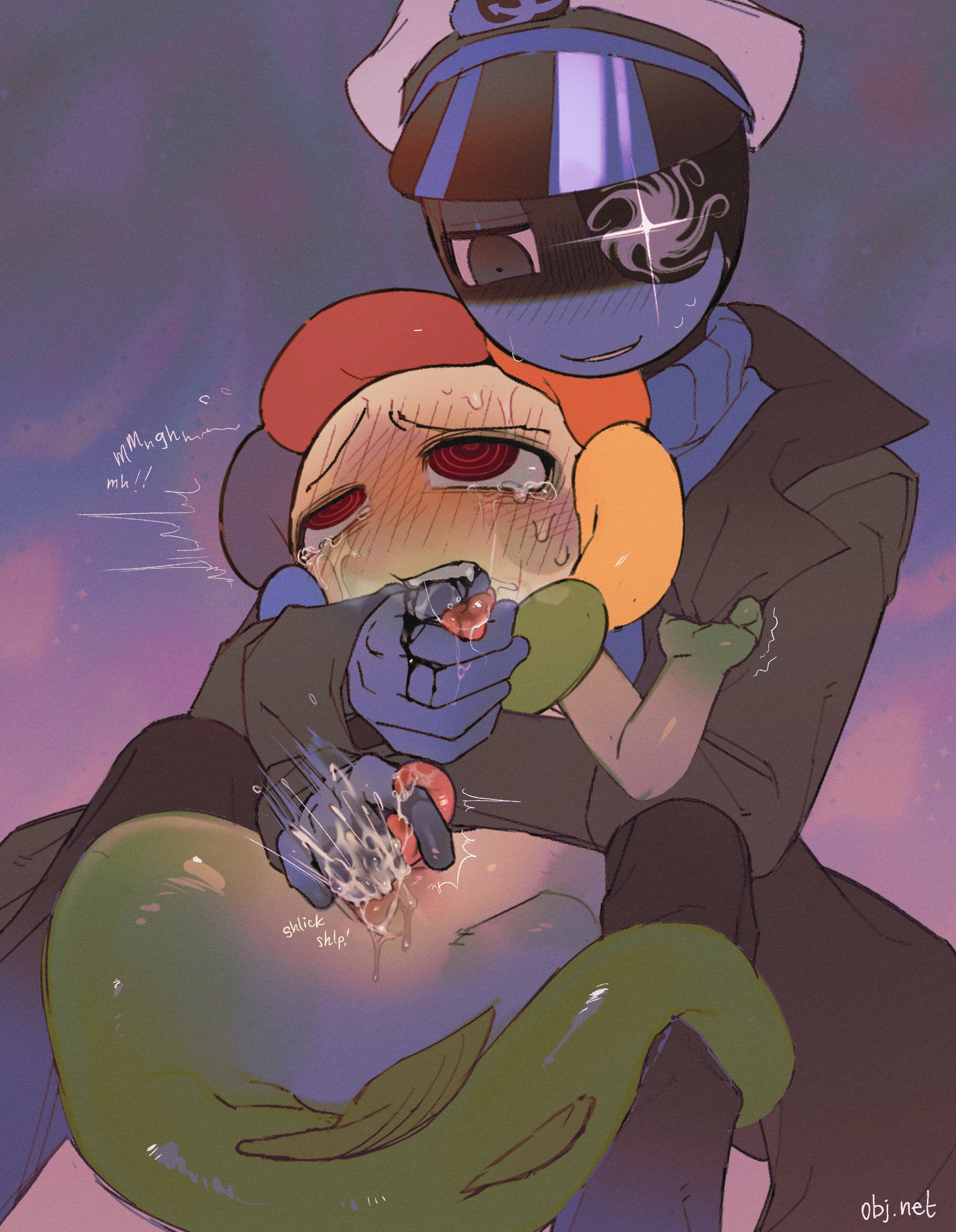 astro (dandy's world), biting, biting finger, blood, blood drip, blush, crying, cuntboy, cuntboy sans balls, dandy (dandy's world), dandy's world, finger in another's mouth, finger in mouth, fingering, fingering partner, fingering pussy, gay, gay sex, herm, hermaphrodite, intersex, male, maleherm, merfolk, merman, moonflower (dandy's world), multi genitalia, obj.net, penis, pussy, shlick, sweat, tears, wet pussy, yaoi