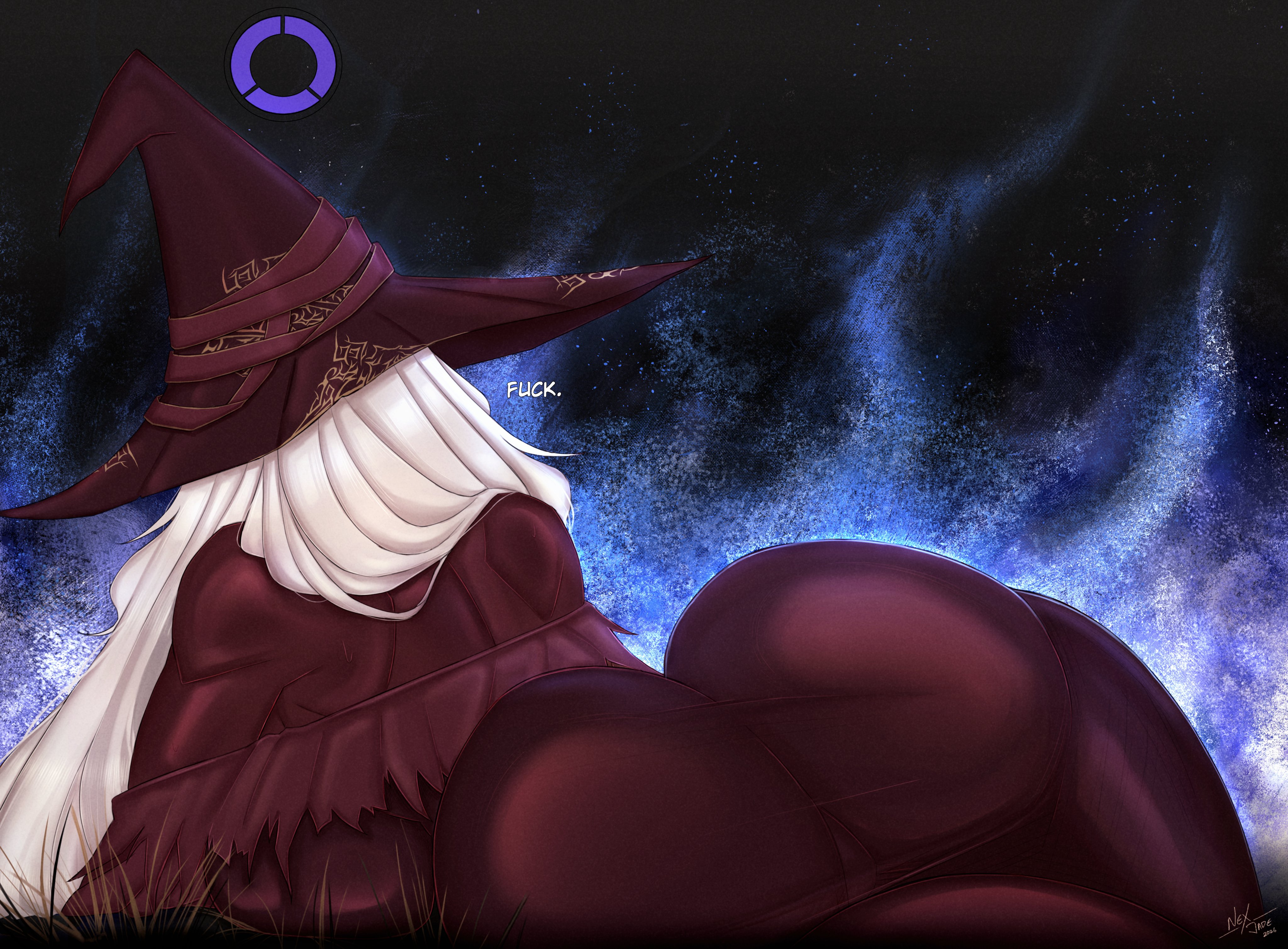 1girls, ass, back view, elden ring, female, female only, huge ass, huge breasts, nexjade, recluse (nightreign), revealing clothes, solo, solo female