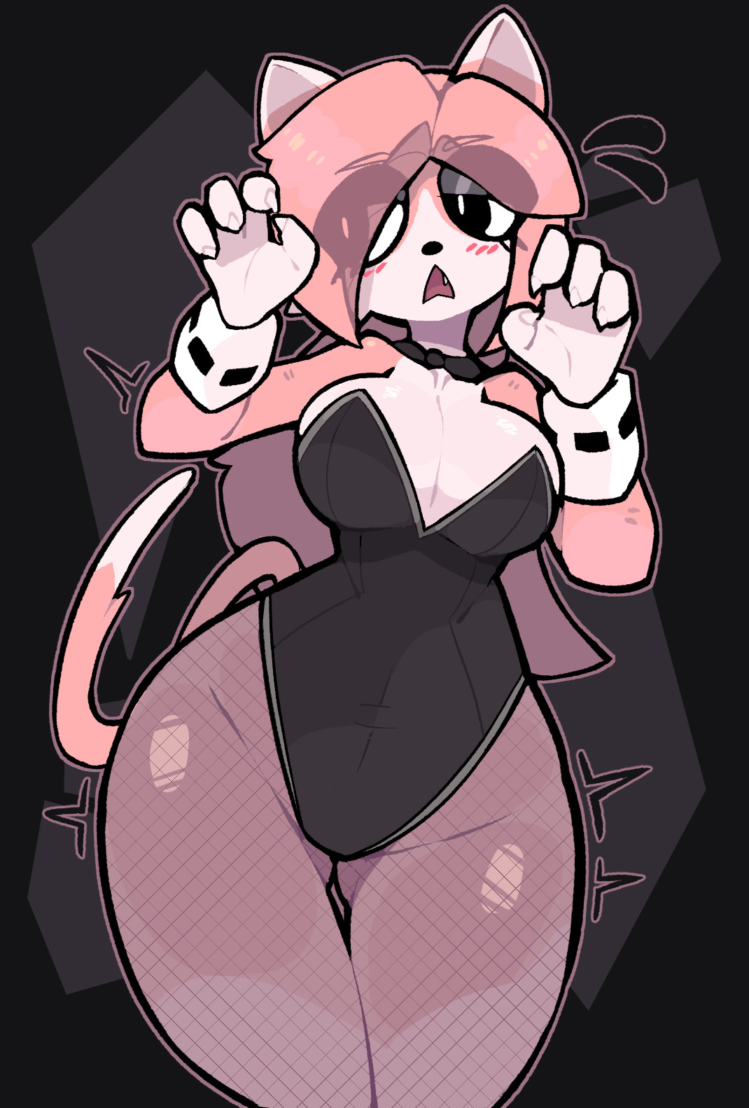 1girls, anthro, ass, atlyss, black clothing, breasts, bunny girl, bunnysuit, claw pose, female, female focus, female only, fishnets, flustered, furry, furry ears, furry female, hips, hourglass figure, huge ass, huge breasts, large ass, large breasts, large thighs, movailarts, pink hair, poon (atlyss), tail, thick thighs, thigh gap, thighs