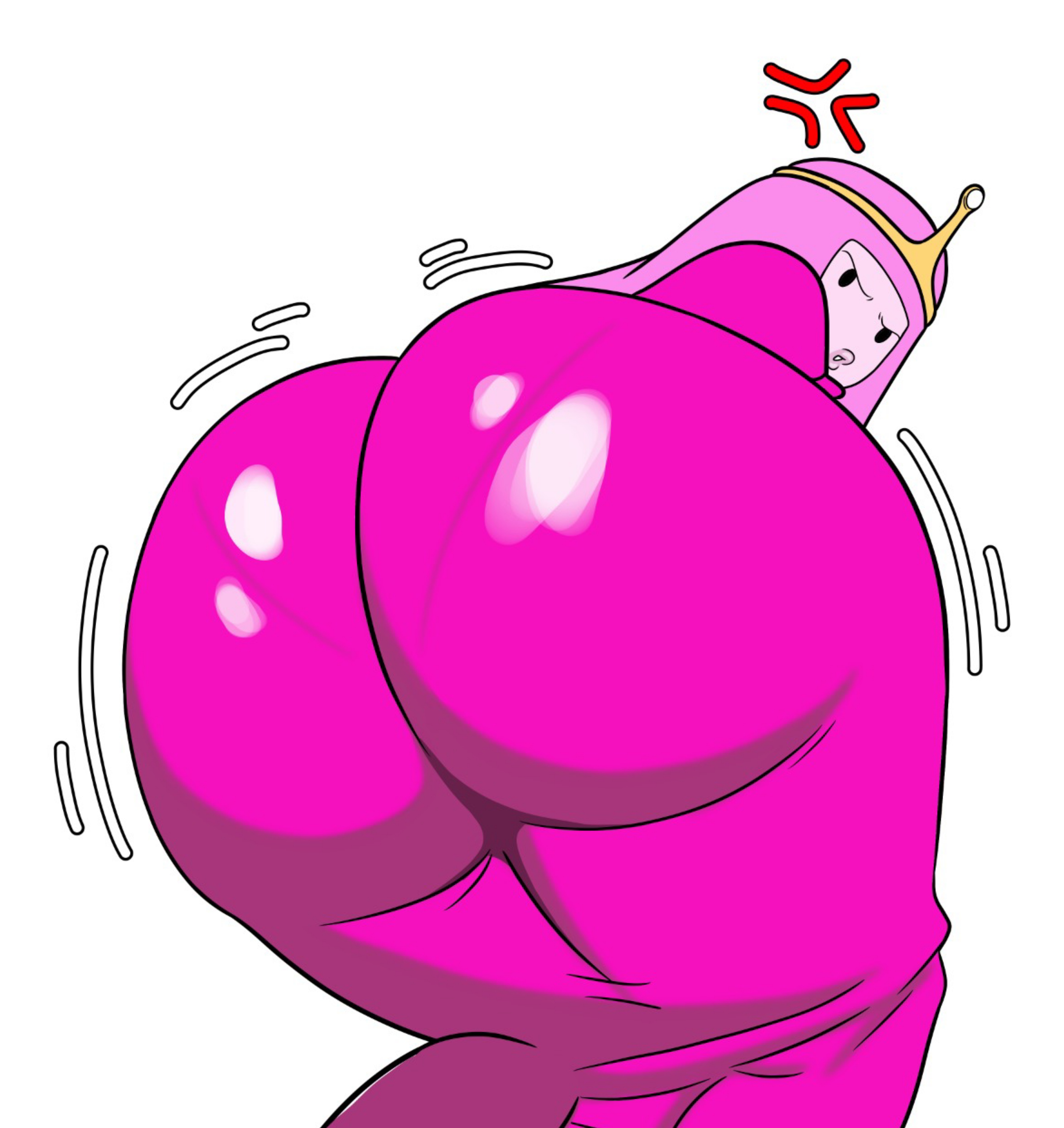 1girls, 2d, adventure time, angry, angry face, ass, ass focus, ass in dress, back view, big ass, bubble ass, bubble butt, fat ass, female, full color, fully clothed, looking at viewer, no penetration, panties visible through clothing, pov, princess bubblegum, solo, solo female, togg buggo