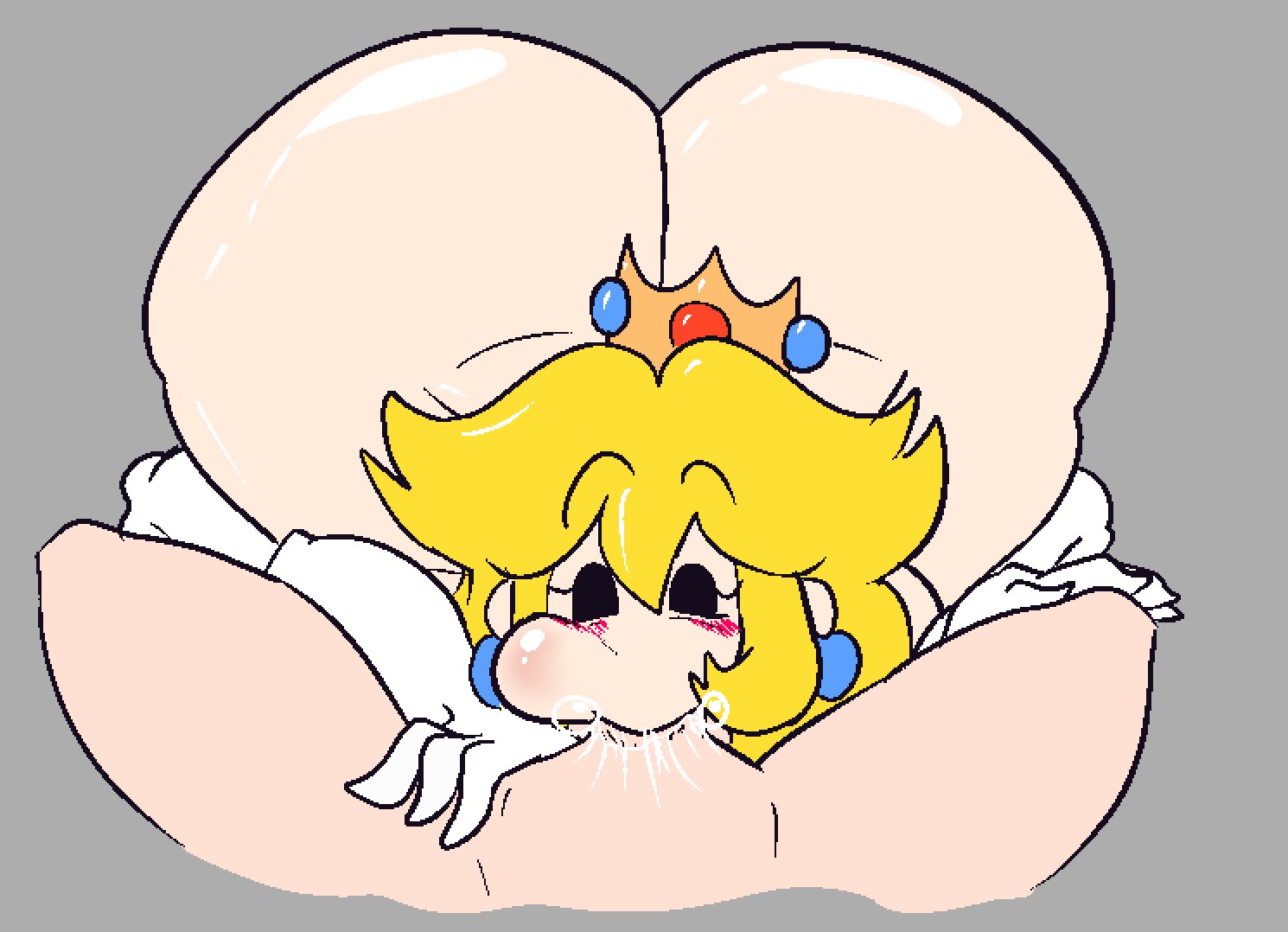 1girls, ass, ass focus, curvy, female, huge ass, lemonadepikachu, looking at viewer, mario (series), princess peach, tagme
