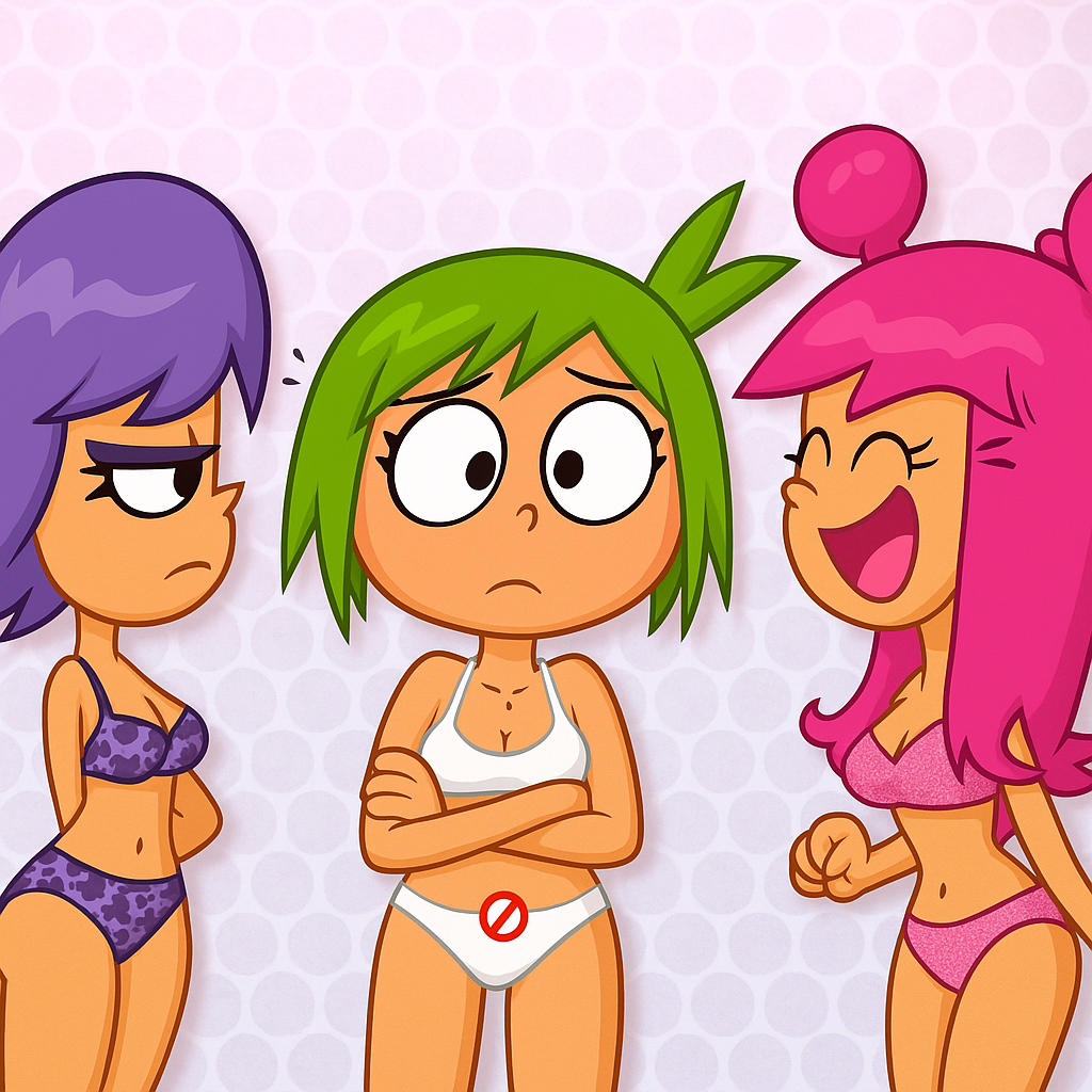 3girls ai_generated ami_onuki background big_ass big_breasts bikini cartoon_network chatgpt closed_eyes color_background edited_ai edited_image female female_only green_hair happy happy_female hi_hi_puffy_amiyumi julie_hinikawa pink_bikini pink_hair png purple_bikini purple_hair reference_image serious serious_face surprised surprised_face warner_brothers white_bikini yumi_yoshimura