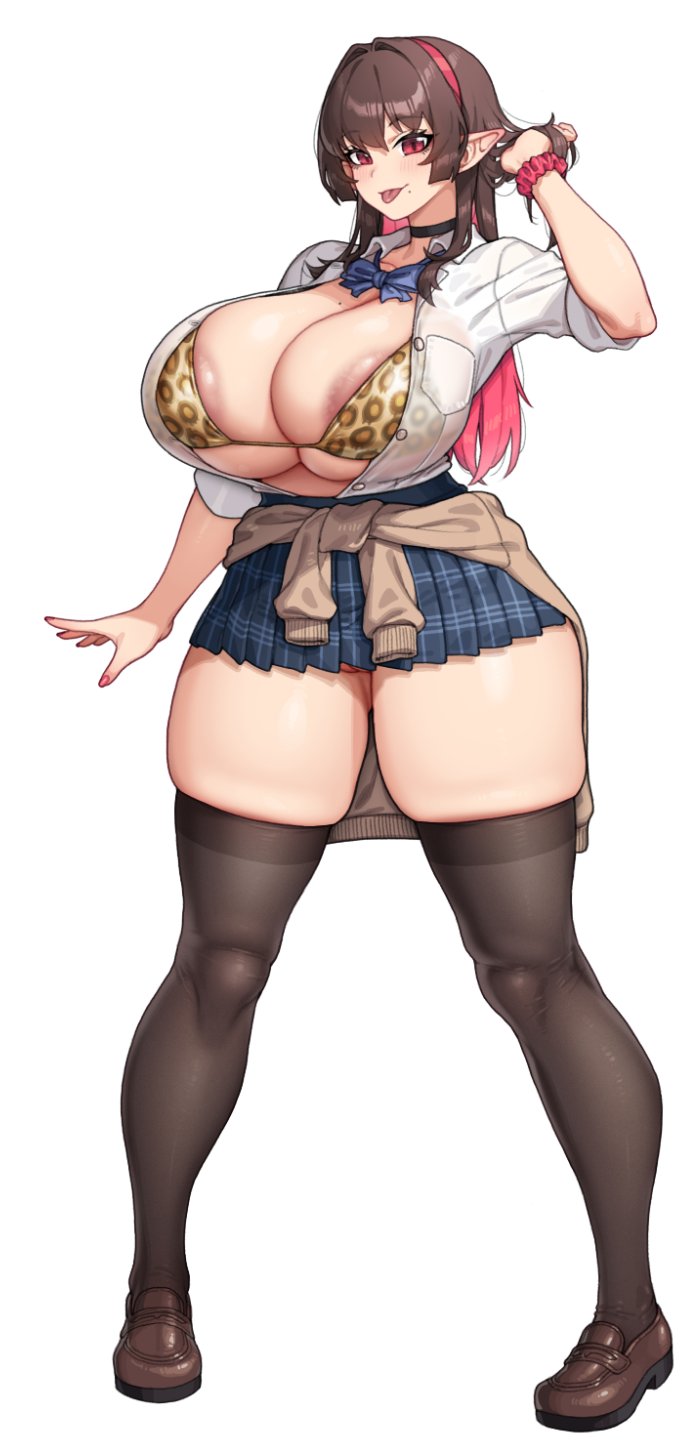 1girls, animal print, animal print bikini, areola slip, b o x, box20502017, breasts, brown hair, covered nipples, female, gyaru, huge breasts, no panties, pussy, tagme, thick thighs, thigh highs, thighhighs, thighs, thighs bigger than head, two-tone hair