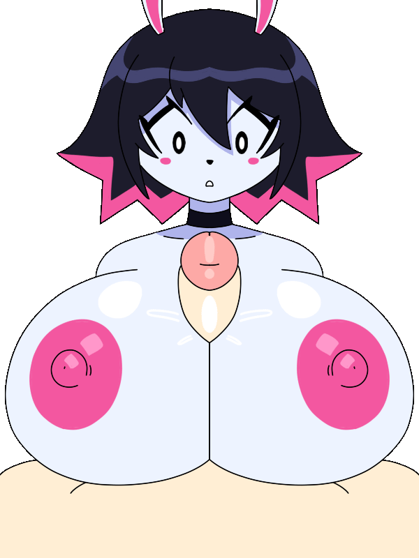 1boy1girl animated animated_gif anthro beat_banger big_breasts black_hair bloodycherrylip boobjob breasts bunny bunny_girl cock ddloveblood dvampiresmile erect_nipples erect_penis erection felix_(dvampiresmile) female gif hare hare_humanoid hi_res male naked nude paizuri penis pink_hair titjob transparent_background two_tone_hair white_body white_pupils
