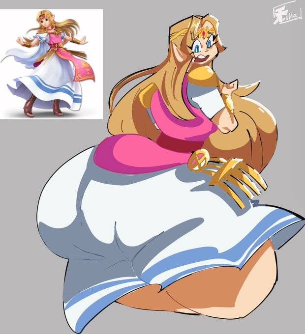 1female 1girls ass_bigger_than_head ass_focus big_ass deskalewd princess_zelda zelda_(a_link_between_worlds)