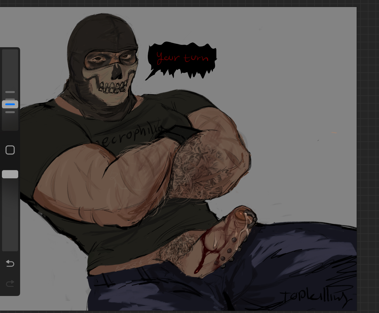2d, blood, call of duty, call of duty modern warfare 2 (2022), cock piercing, gay, ghost (modern warfare 2), male, male only, muscular, muscular male, penis, simon riley, solo male, topkilling, yaoi