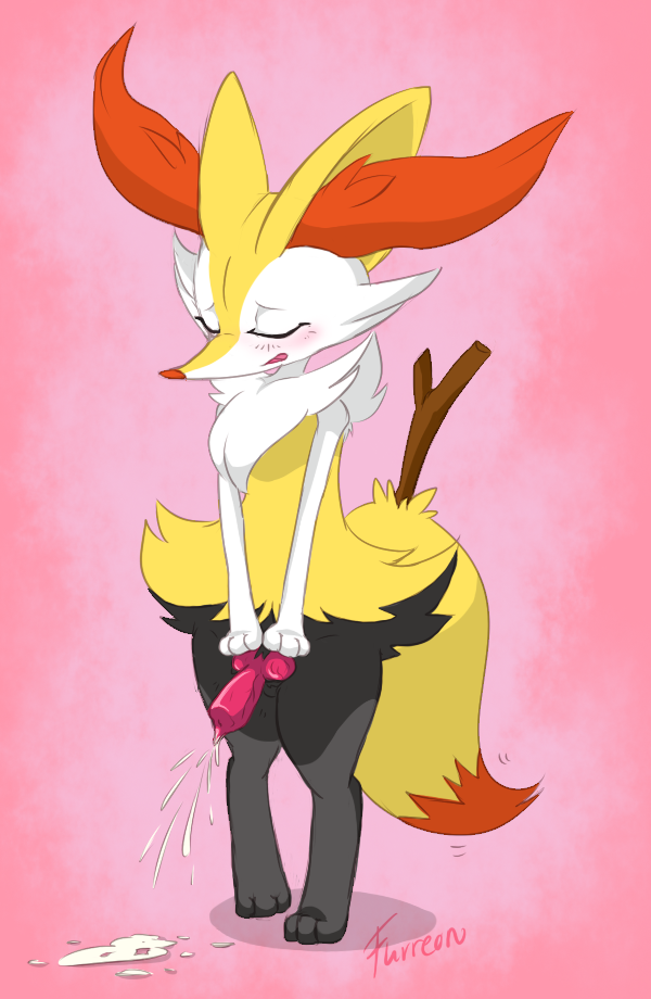 1boy braixen cum femboy furreon knot male male_only mammal nintendo penis pokémon_(species) pokemon pokemon_(species) solo stick video_games