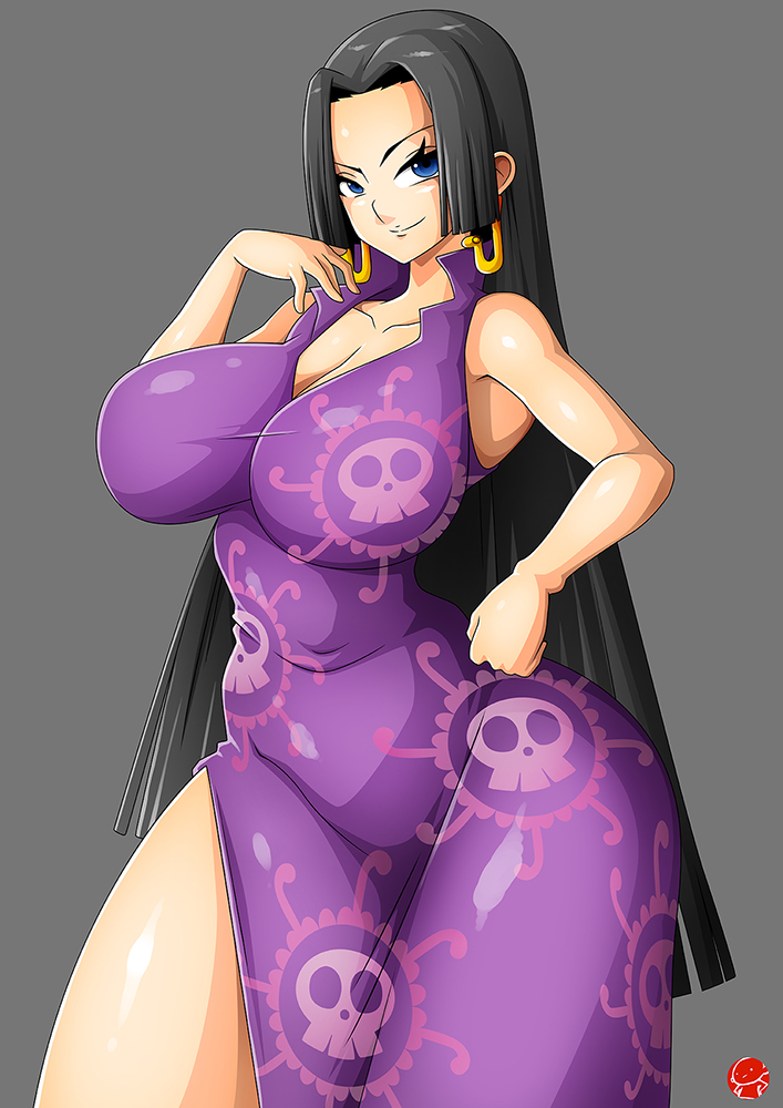 1girls, boa hancock, breasts, female, female only, fully clothed, large breasts, one piece, solo, thick thighs, tight dress, witchking00