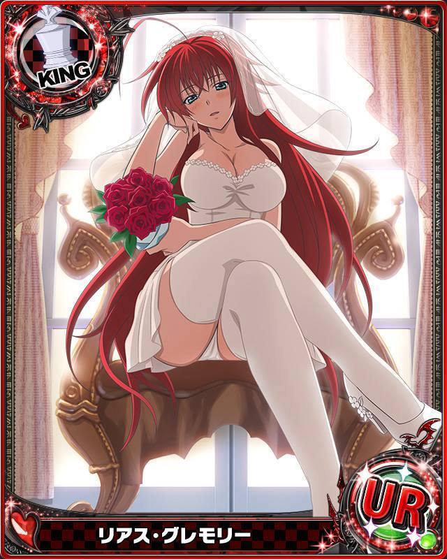 animius, blue eyes, female, female only, high school dxd, lingerie, red hair, rias gremory, wedding dress