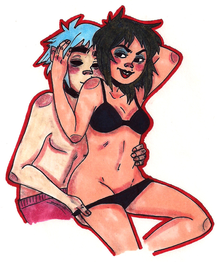 2d_(gorillaz) gorillaz kaleid0sc0pes panty_pull paula_cracker_(gorillaz) straight