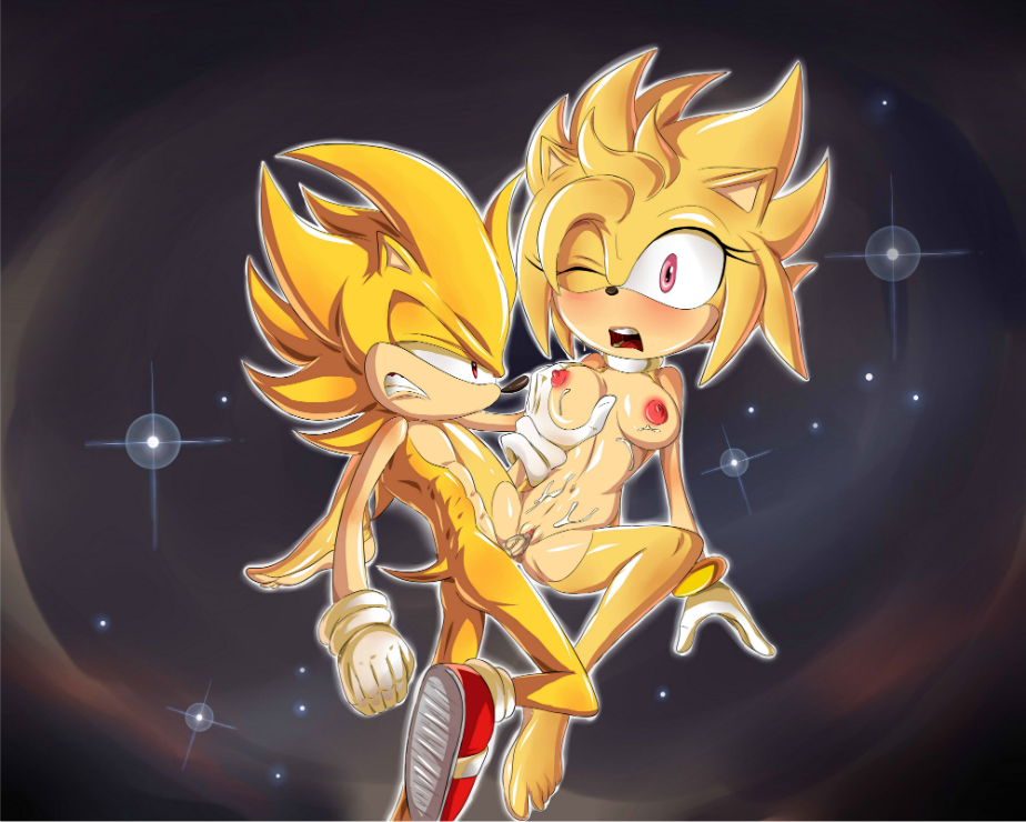 amy_rose ass breast_grab breasts cum exposed_torso female footwear handwear handwear_and_footwear_only hedgehog male nipples nolegal nude power_sex sonic_(series) sonic_the_hedgehog straight super_amy super_sonic superpowered_sex