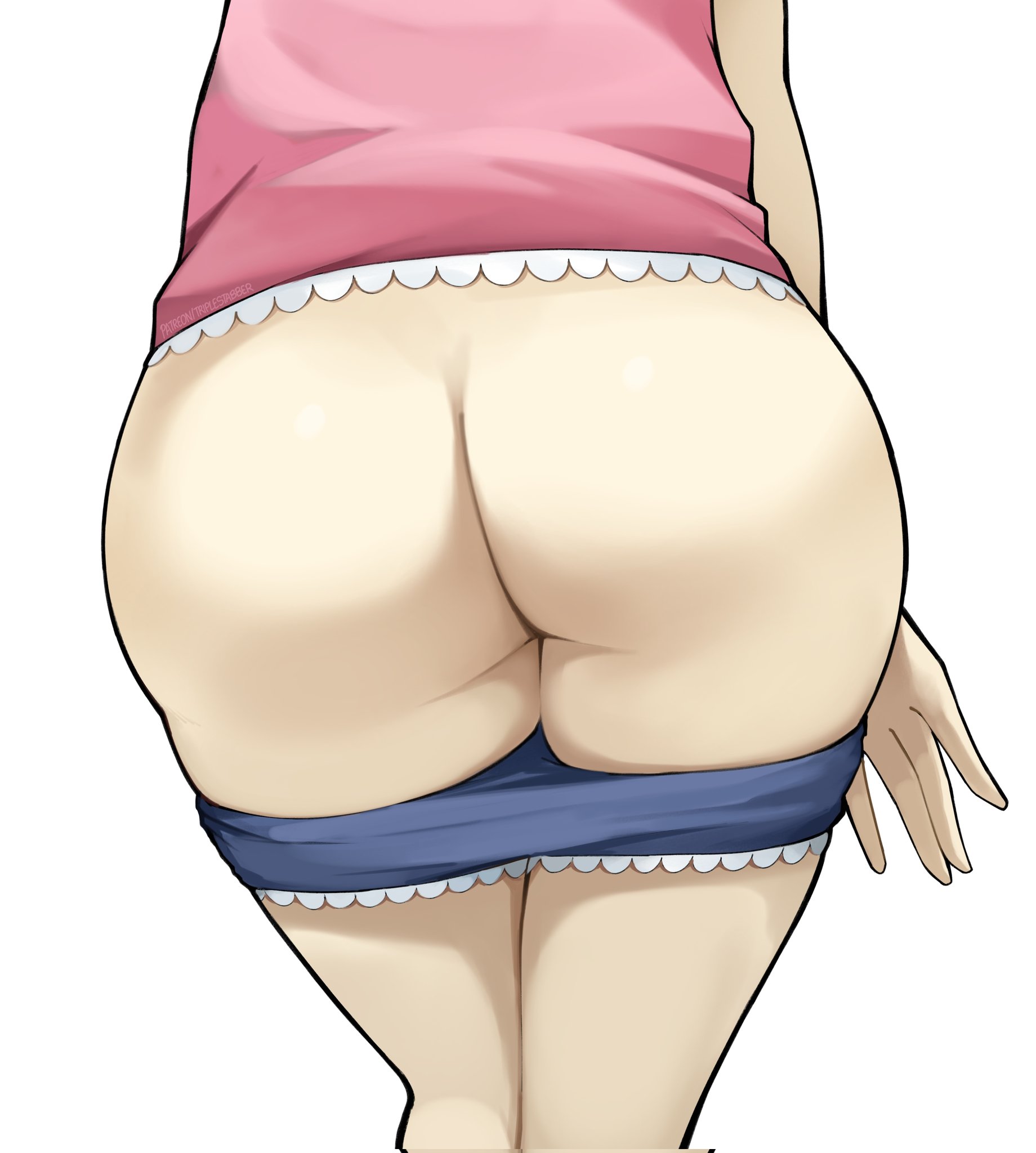 ass, ass focus, clothing, doki doki literature club, lower body, sayori (doki doki literature club), shorts, shorts down, tagme, triplestabber, undressing, unseen female face