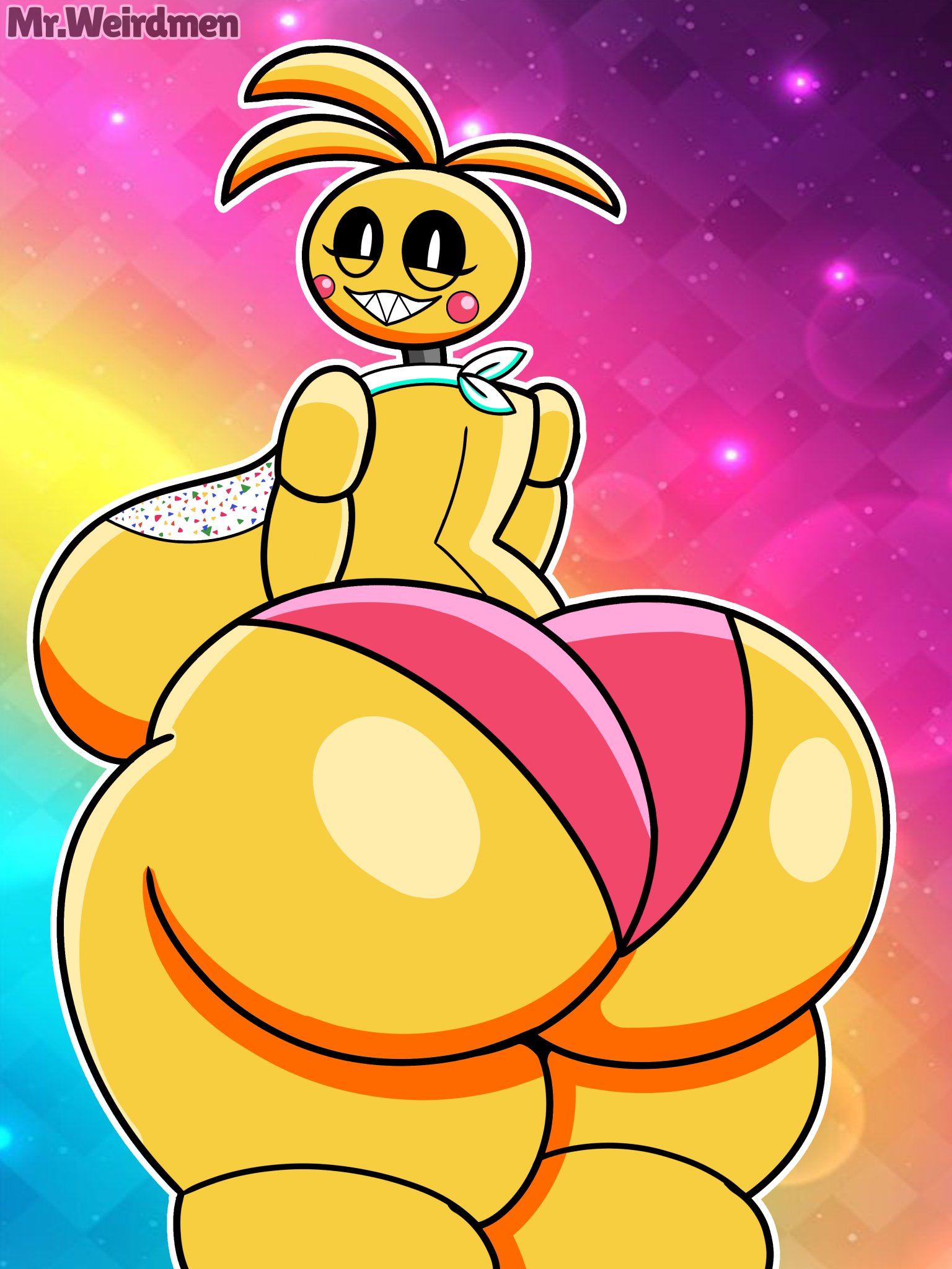 animatronic, animatronic female, ass bigger than head, big ass, big breasts, breasts, breasts bigger than head, chicken, chicken girl, female, five nights at freddy's, five nights at freddy's 2, fnaf, huge ass, huge breasts, mrweirdmen, phasianid, robot, robot girl, scottgames, solo, toy chica (fnaf), yellow, yellow body