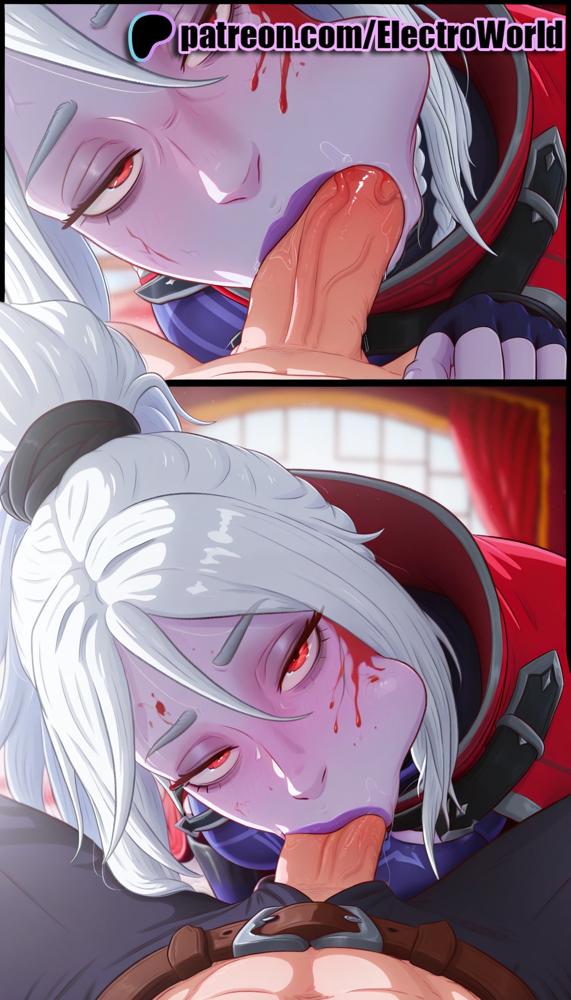 1boy, 1girls, 2025, ai generated, artist name, biting, blood, blowjob, blowjob face, cock, dick, dota 2, drow ranger, electroworld, fellatio, female, hi res, high quality, high resolution, highres, licking, male, multiple females, multiple girls, oral, oral sex, patreon, patreon username, penis, pov, red eyes, stable diffusion, straight, sucking, uncensored, watermark, white hair