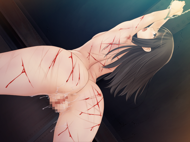 ass black_eyes black_hair blood bondage bound_wrists censored cuts france_shoujo game_cg injury long_hair nude open_mouth pussy pussy_juice taka_tony torture whip_marks yagisawa_kasumi