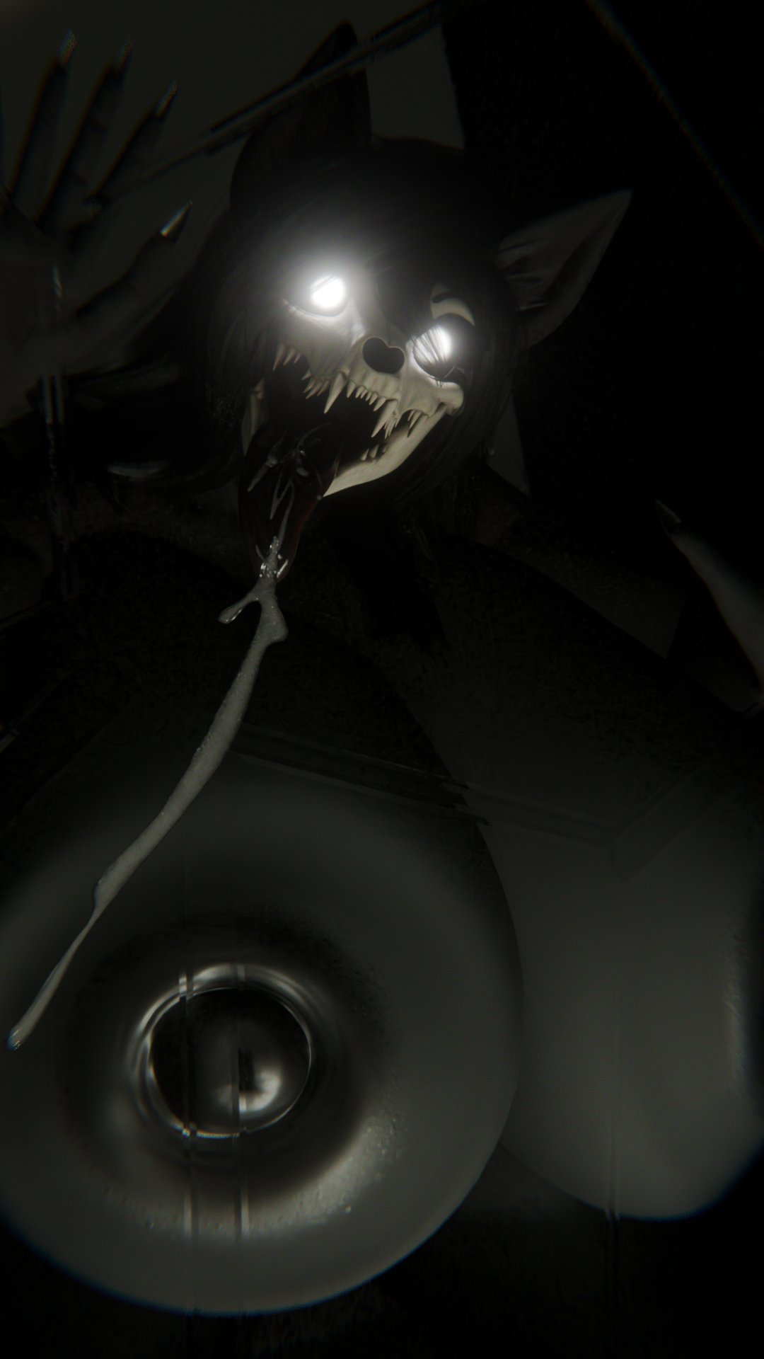1girls, 3d, against glass, anthro, areolae, black body, black hair, blender, breasts, breasts against glass, cinox o, creepy, curvaceous, curvy, dark environment, female, female only, furry, gigantic breasts, glowing eyes, huge breasts, large breasts, licking glass, looking at viewer, mal0, malo, monster girl, saliva, saliva trail, scp foundation, scp-1471, scp-1471-a, scp-1471-a (scrag), skull head, solo, tongue out, voluptuous female, white eyes, wolf, wolf girl