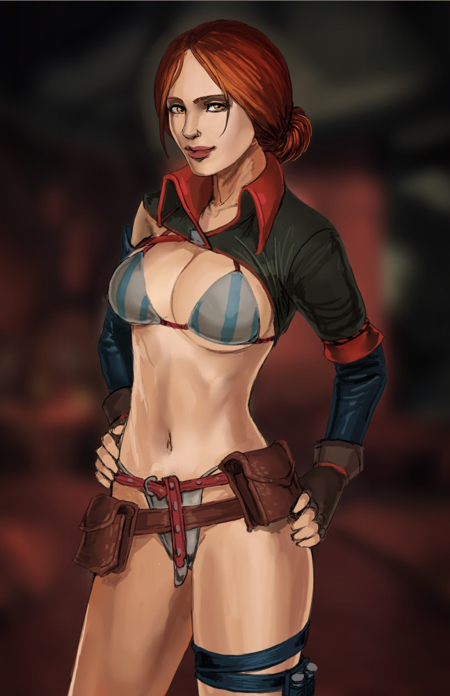 cd projekt red, female, nesoun, partially dressed, solo, the witcher (series), the witcher 2: assassins of kings, triss merigold