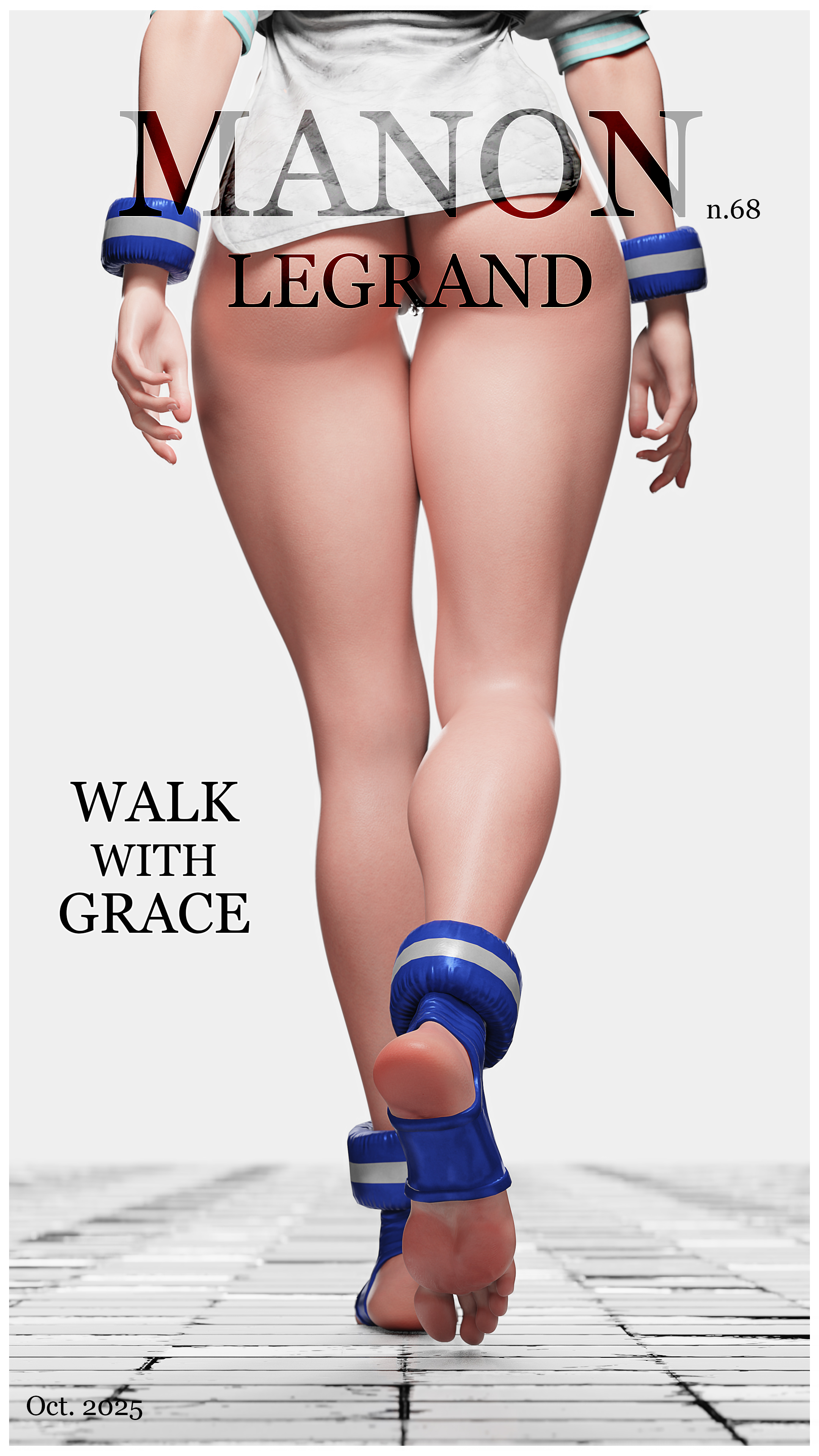 1girls, 2025, 3d, ass, feet, female, female only, foot fetish, foot focus, kimono, magazine cover, manon legrand, muscular, muscular female, poster, solo, street fighter, street fighter 6, zmsfm