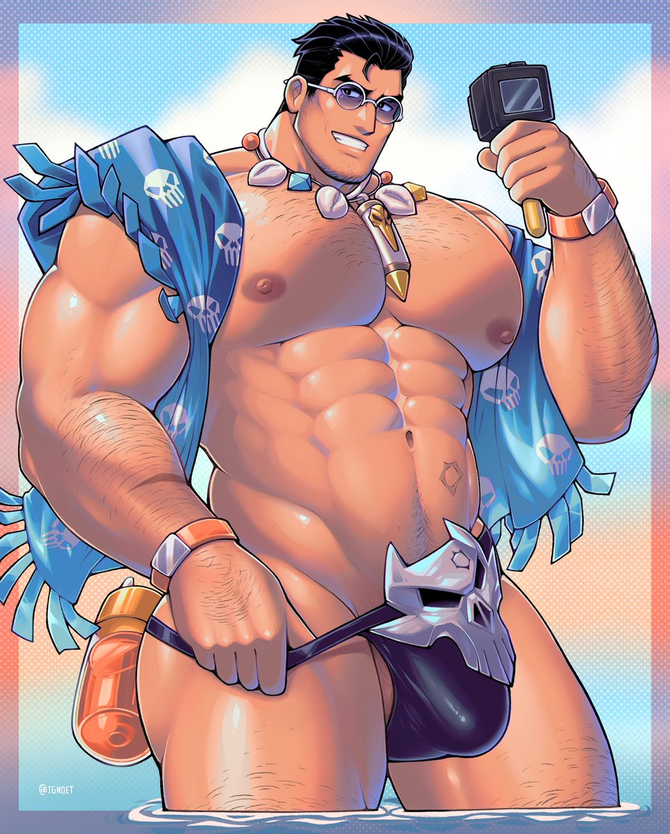 1boy, abs, bara, bara tits, beach, big ass, big boobs, big bulge, big muscles, big nipples, big tits, body hair, bulge, fit body, gay, happy trail, hunk, ignoet, male, male only, man boobs, marvel, marvel rivals, muscle ass, muscle slut, muscular, muscular arms, muscular legs, muscular male, muscular thighs, pubic hair, punisher (aqua arsenal), punisher (francis castle), punisher (marvel comics), punisher (marvel rivals), smiling, solo, sunglasses, swimming trunks, swimsuit, thick ass, thick butt, thick male, thick thighs, thong, thong bikini, tits out, treasure trail, trunks, yaoi