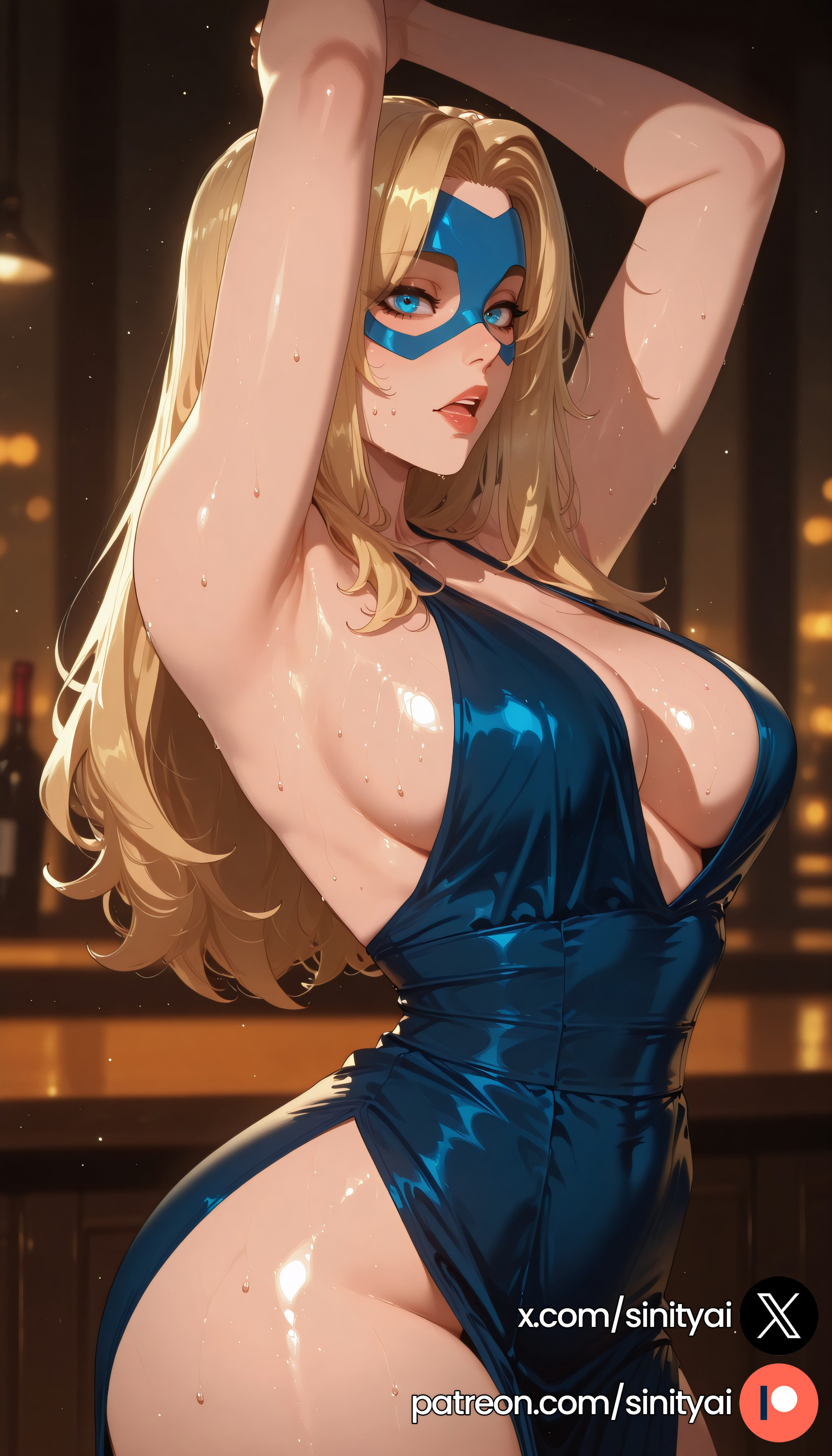 1girls, 2025, ai generated, artist name, ass, big ass, big breasts, blonde blazer, blonde female, blonde hair, blonde hair female, blonde-haired female, blurred background, blurry background, depth of field, dispatch (game), domino mask, female, female focus, hi res, high quality, high resolution, highres, huge ass, huge breasts, huge thighs, long hair, mask, nsfw, patreon, sinity, small waist, solo focus, thick thighs, thin waist, yellow hair