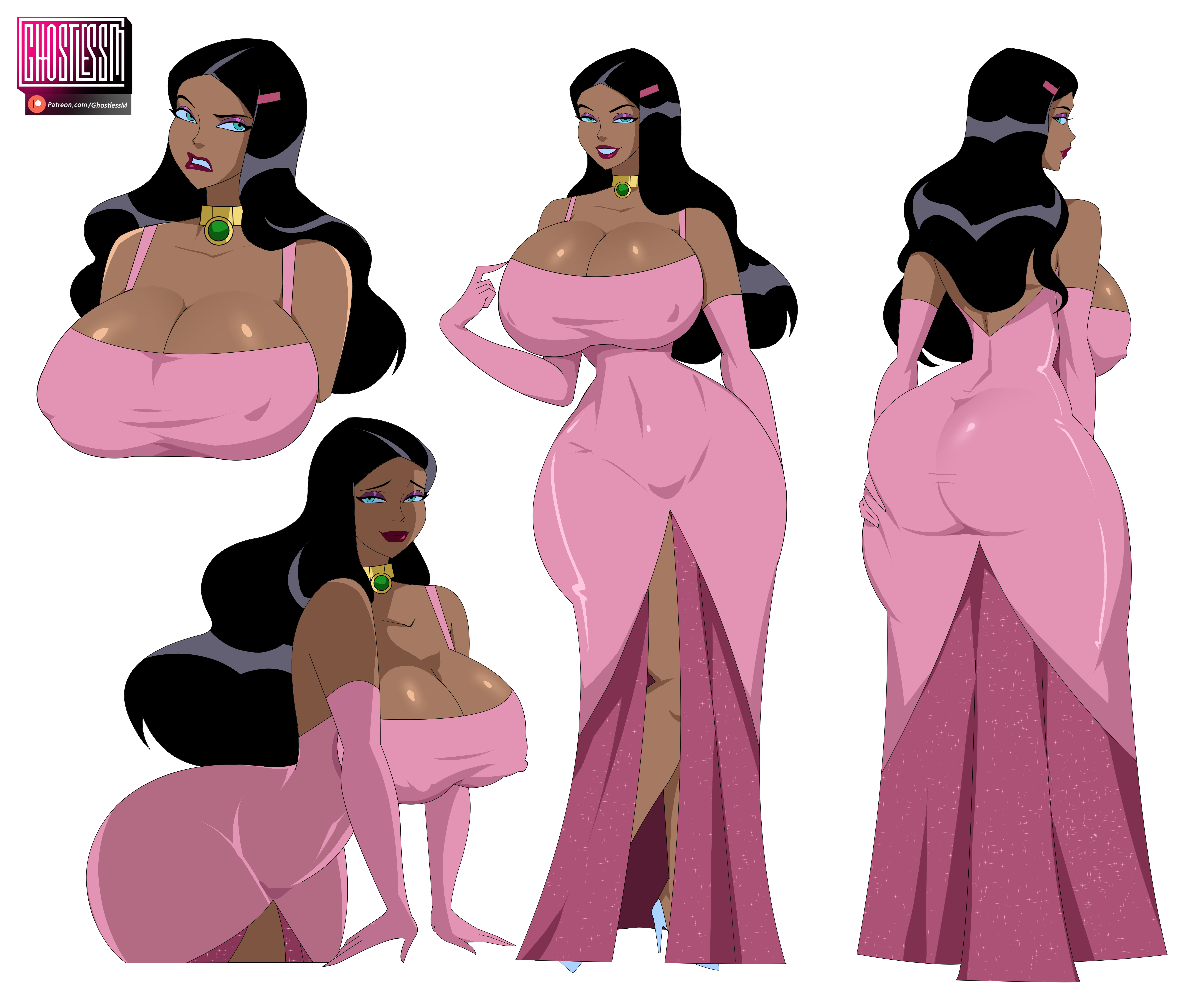 1girls, alternate version available, big ass, big butt, black hair, breasts, busty, busty female, choker, cleavage, curvaceous, curvy, danny phantom, dat ass, fat ass, female, female only, ghostlessm, gloves, high heels, huge ass, huge butt, large butt, latina, long hair, looking back, necklace, nickelodeon, nipple bulge, paulina sanchez, pink dress, pink gloves, round butt, sideboob, smile, solo, solo focus, thick ass, thick thighs, voluptuous, voluptuous female, wide hips