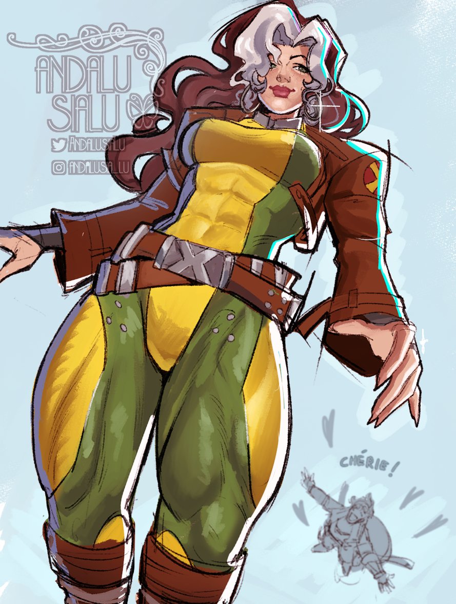 1girls, abs, big ass, big thighs, breasts, curvaceous, curvy, curvy figure, female, gambit, gambit (marvel rivals), hips, hourglass figure, jacket, legs, light skin, light-skinned female, marvel, marvel rivals, mature, mature female, multicolored hair, muscle mommy, muscular thighs, mutant, mutant (marvel), rogue (marvel rivals), rogue (x-men), santalusia, slim waist, tagme, thighs, wavy hair, wide hips, x-men