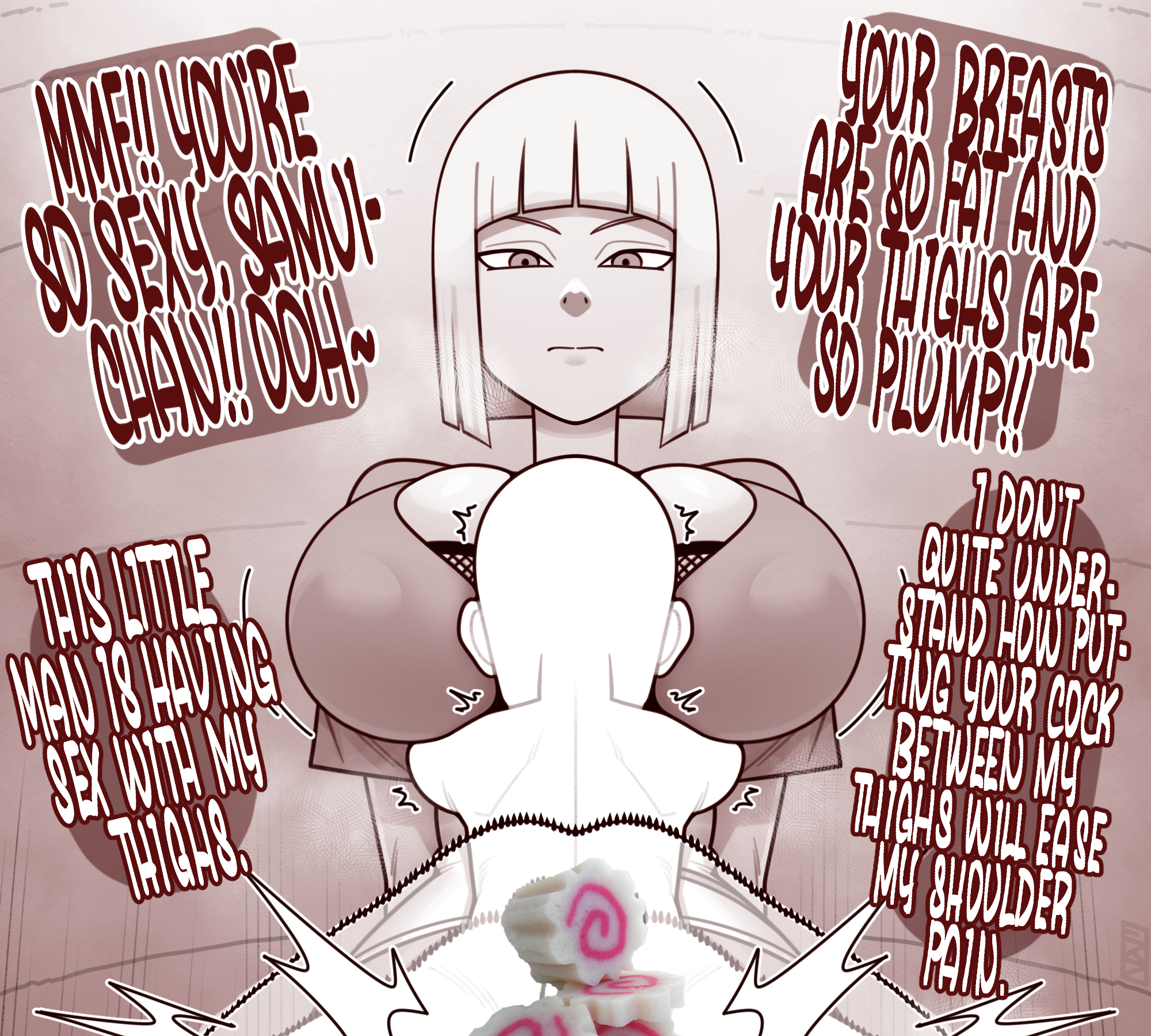 1boy, 1boy1girl, 1girls, between breasts, between legs, between thighs, big ass, big breasts, breasts, censored, curvaceous, curvy, curvy figure, digital media (artwork), ekz, emotionless, emotionless female, emotionless sex, face between breasts, female, hips, huge ass, huge breasts, large ass, large breasts, legs, light skin, light-skinned female, male, male/female, mature, mature female, naruto, naruto (series), naruto shippuden, outercourse, samui, slim waist, smaller male, straight, thick, thick hips, thick legs, thick thighs, thigh sex, thighs, voluptuous, waist, wide hips