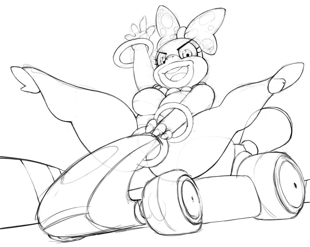 1girls anthro artist_request bracelet breasts driving female female_only hair_ribbon heels high_heels highheels kart looking_at_viewer mario_(series) mario_kart necklace nintendo open_mouth outdoors race_car reptile sketch spread_legs thick thighs wendy_o._koopa