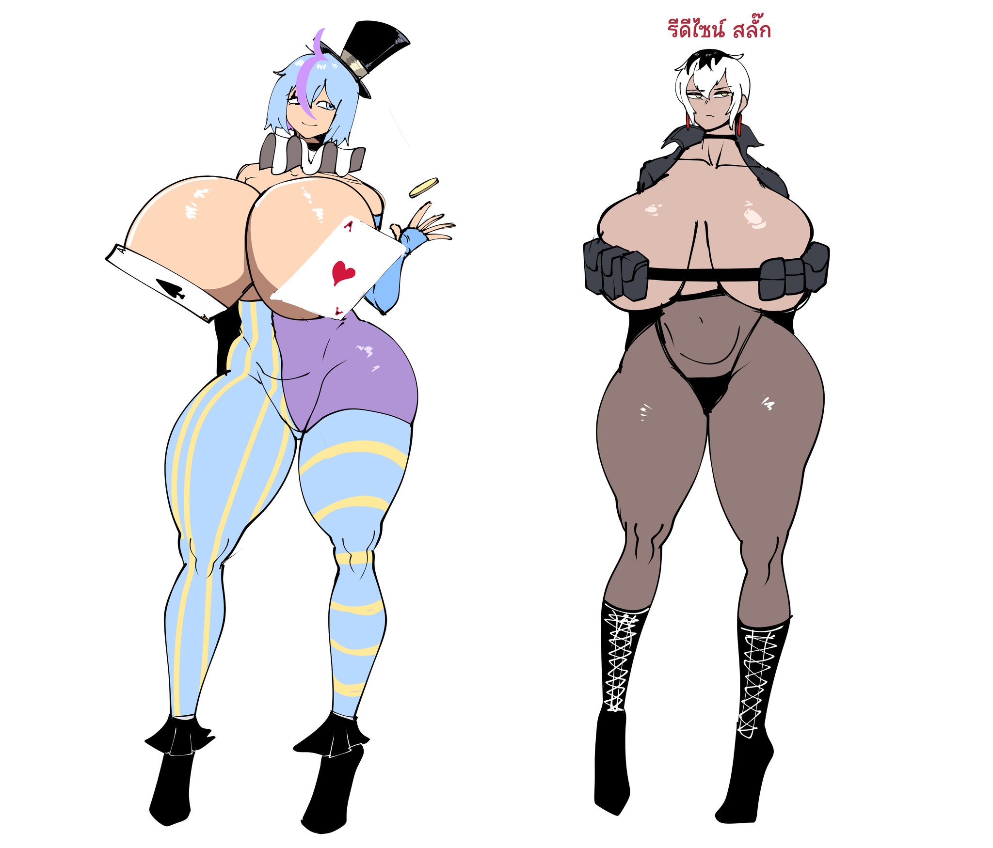 2girls, big breasts, breasts, breasts covered, child bearing hips, choker, clown, clown girl, curvy, curvy figure, enormous breasts, female, female only, giant breasts, gigantic breasts, huge breasts, hyper breasts, massive breasts, pantyhose, shinhyunxi, slugg (shinhyunxi), thick, thick ass, thick thighs, thighs, thunder thighs, tomboy, venus body, voluptuous, voluptuous female, wide hips