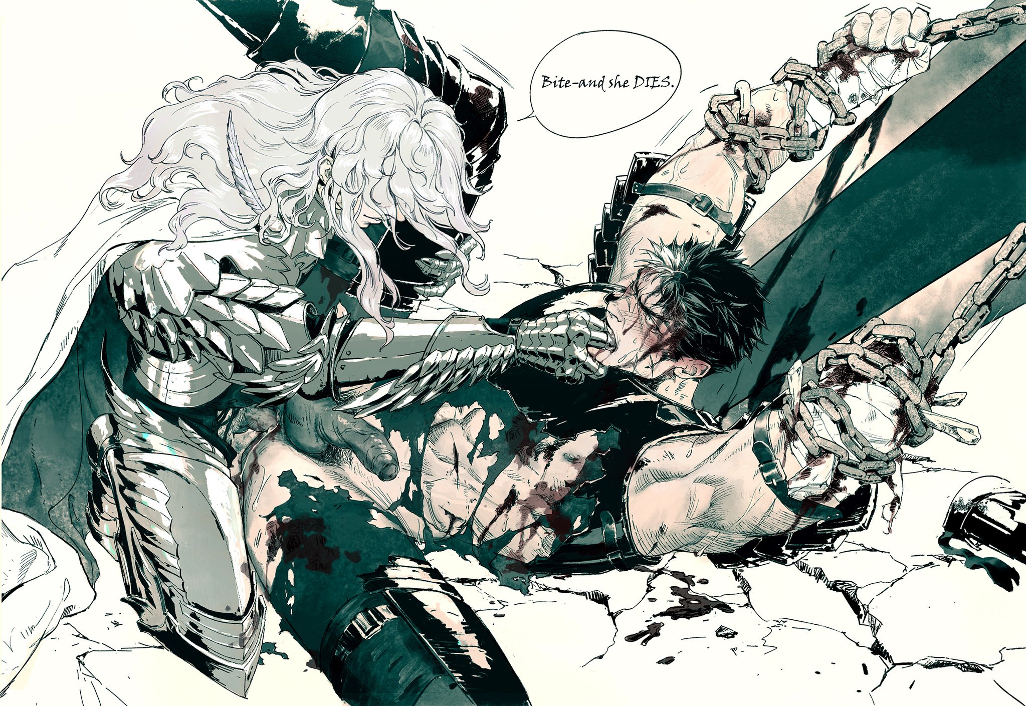 2d, berserk, color, colored, dominant, dominant male, domination, focus, gay, gay anal, gay domination, gay male, griffith, guts (berserk), long hair, male, male focus, male only, male/male, muscular, muscular male, small dom big sub, submissive, submissive male, terribleaunt, uncircumcised, yaoi