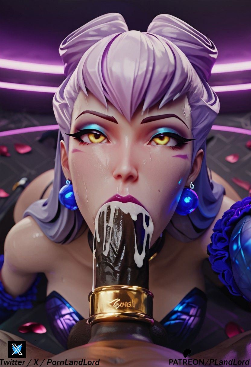 1girls ai_generated ass breasts dark-skinned_male evelynn female k/da_all_out_series k/da_series latex latex_gloves league_of_legends league_of_legends:_wild_rift male penis pornlandlord purple_hair