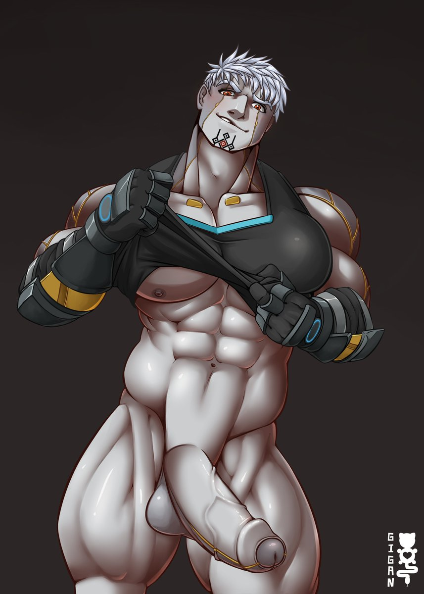 1boy abs balls bara biceps big_balls big_penis blush bottomless cocky erection giganuramaki gloves grey_body lanz_(xenoblade) looking_at_viewer male male_nipples male_only manly muscular muscular_arms muscular_chest muscular_male muscular_thighs naughty_face nintendo nipples pecs penis shirt_lift smile smiling_at_viewer smirk smirking_at_viewer smug solo solo_male standing tank_top tank_top_lift undressing white_hair xenoblade_(series) xenoblade_chronicles_3