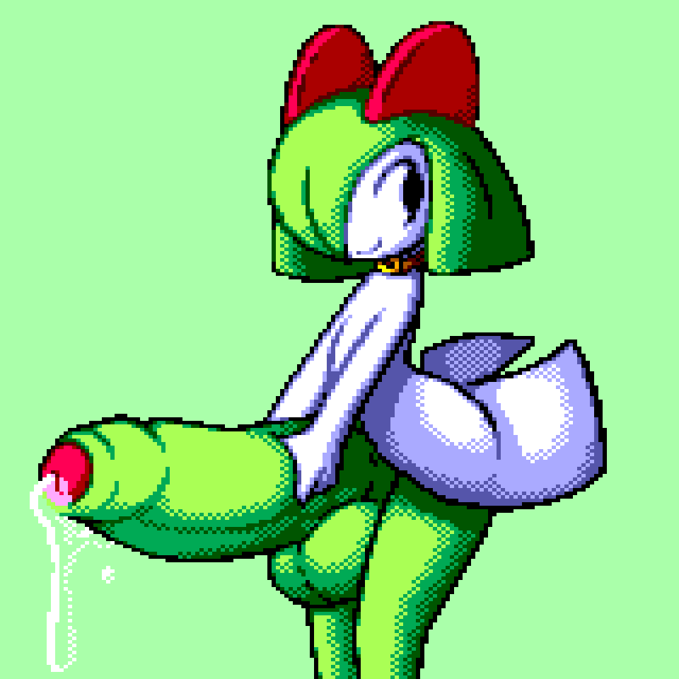 1:1 amphlow anthro balls big_balls big_penis bodily_fluids collar digital_media_(artwork) excessive_genital_fluids excessive_precum flygon_(artist) foreskin generation_3_pokemon genital_fluids genitals green_body huge_balls huge_cock hyper hyper_balls hyper_genitalia hyper_penis kirlia looking_back male male_kirlia male_only nintendo partially_retracted_foreskin penis pixel_(artwork) pokemon pokemon_(species) precum solo