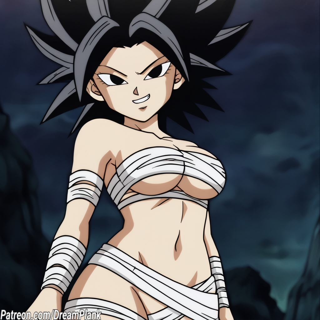 ai_generated caulifla dragon_ball_super dreamplank mummy_costume navel thick