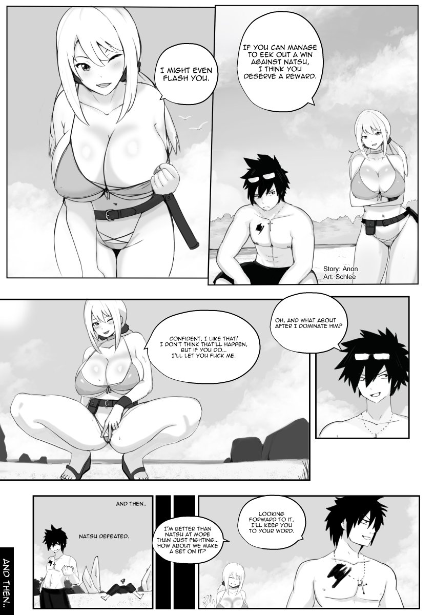 big_breasts fairy_tail gray_fullbuster imminent_flashing imminent_sex lucy_heartfilia masturbating_under_clothes