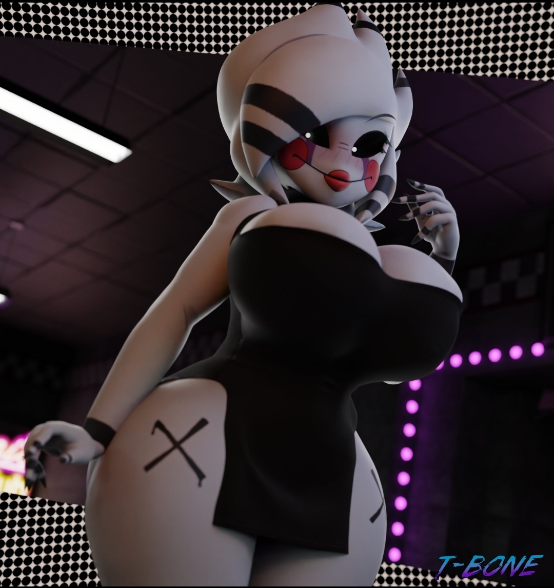 1girls, 3d, 3d (artwork), breasts, clothed, clothing, cryptiacurves, fazclaire's nightclub, female, female only, five nights at freddy's, fredina's nightclub, huge breasts, huge thighs, marie (cally3d), marionette (fnaf), mommy, puppet (fnaf), smiling at viewer, smug, solo, solo female, t-bone589, tagme, thick thighs, thighs, white body, white hair, white pupils