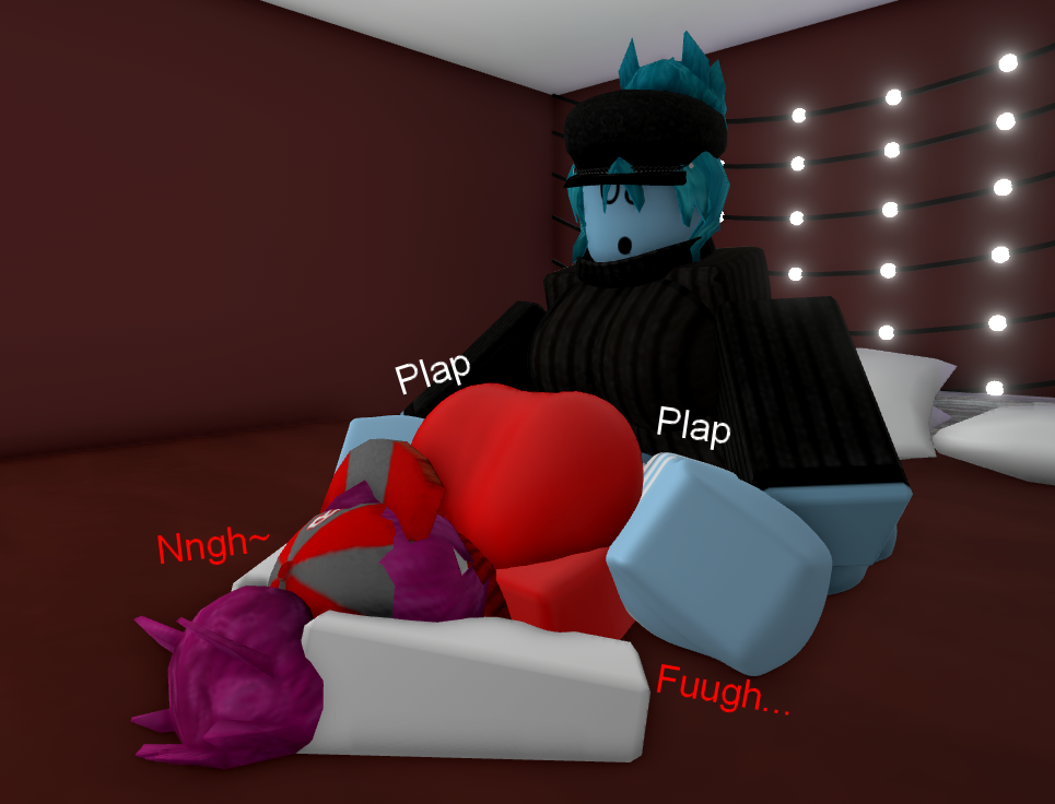 1futa 1futa1girl 1girls 2girls 3d :3 bed bedroom big_breasts blue_hair blue_skin breasts dumbestluck futa_on_female futanari on_back partially_clothed partially_clothed_female pink_hair plap roblox roblox_avatar robloxian text thigh_highs thighhighs white_skin