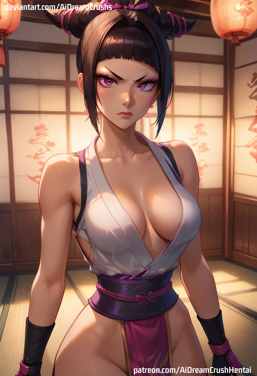 1girls ai_generated aidreamcrush angry breasts eyes juri_han pov solo standing street_fighter toned