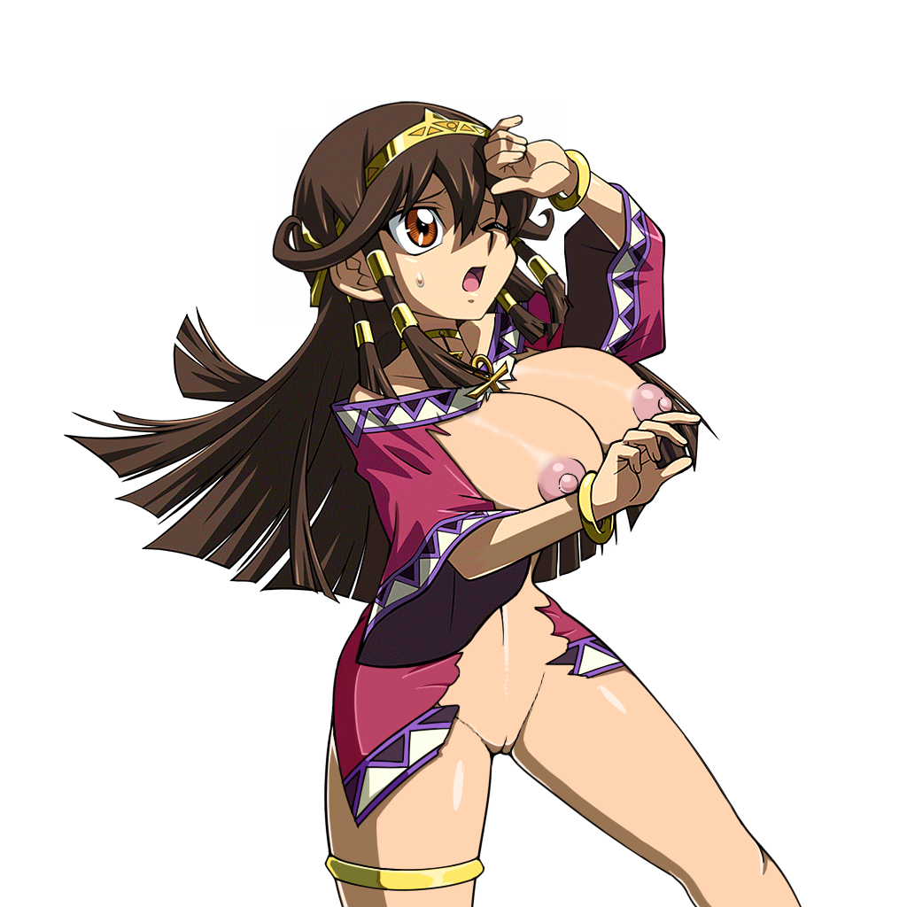 big_breasts breasts brown_hair female gigantic_breasts huge_breasts huge_nipples large_breasts nipples pussy sera_(yu-gi-oh!) short_stack shortstack torn_clothes yu-gi-oh! yu-gi-oh!_the_dark_side_of_dimensions