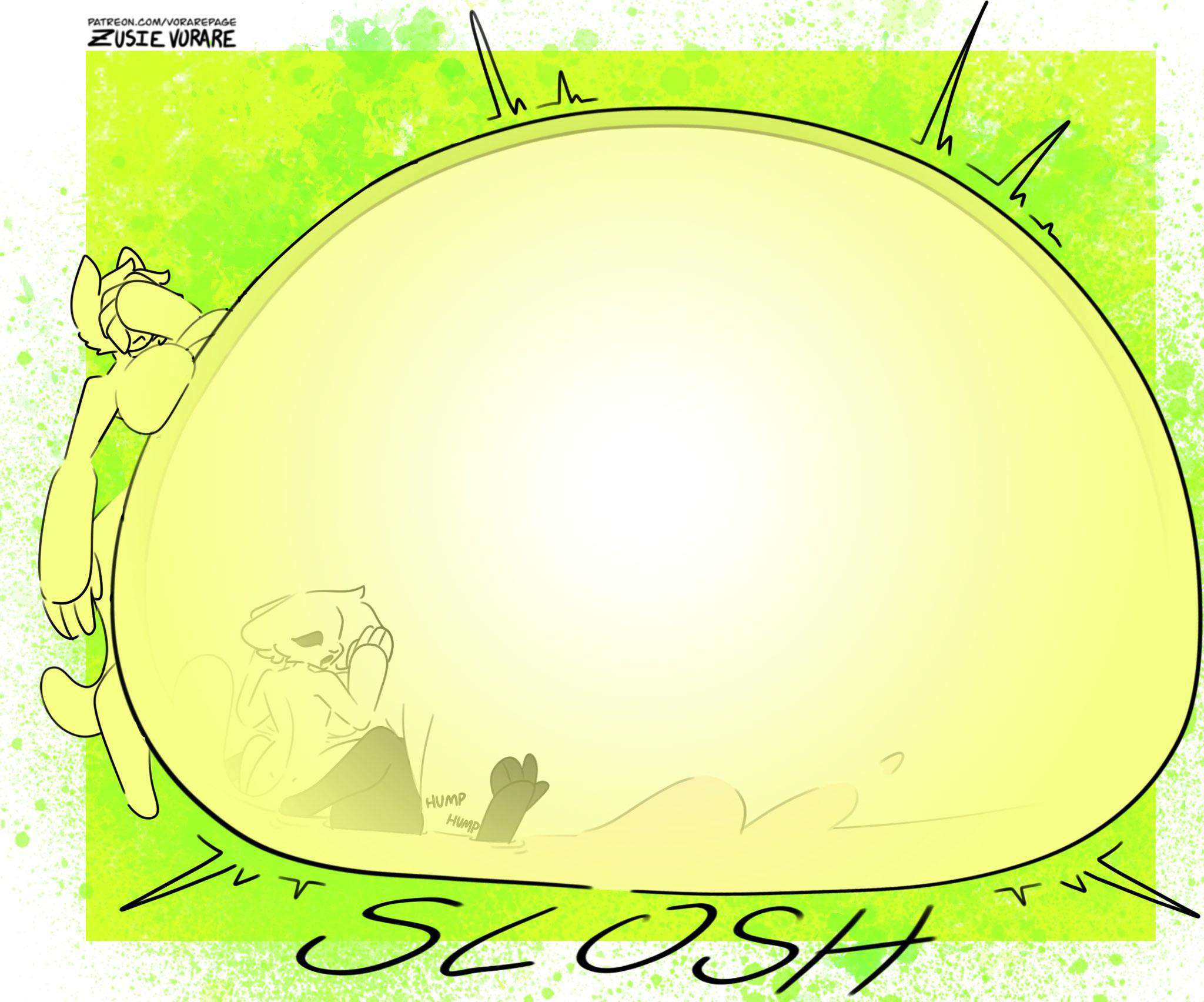 1boy, 2girls, absorption vore, ambiguous consent, cum, cum inside, cumflation, female, male, multiple prey, same size vore, slime girl, slime vore, soft vore, tagme, vore, vore belly, zusie vorare