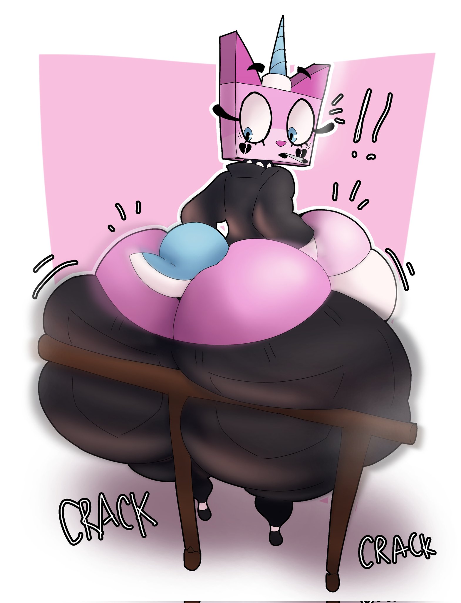 !, !!, 1girls, 2025, absurd res, alternative fashion, anthro, ass, bent over, big ass, big butt, black clothing, black panties, blue eyes, blue horn, blue tail, breasts, broken heart, broken heart marking, bursting ass, bursting butt, cat girl, catgirl, cigarette, clothed, clothing, collar, digital media (artwork), exclamation point, female, female only, fur, furry, gigantic ass, goth, goth girl, heart, heart (marking), heart marking, hi res, horn, huge ass, huge breasts, huge butt, humanoid, looking at ass, looking back, looking down, panties, pink body, pink fur, rear view, signature, simple background, slightly chubby, solo, solo female, spiked collar, spikes, standing, tail, thedeathcrow05, unicorn horn, unikitty, unikitty (series), unikitty!, white bikini, white clothing, wide hips