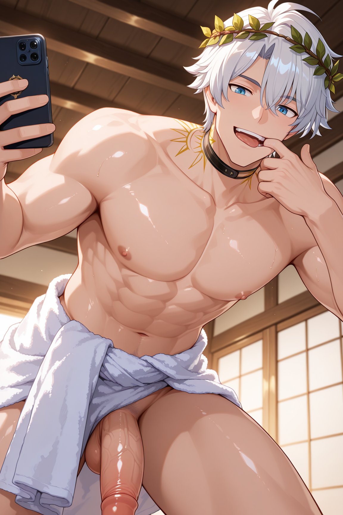 ai generated, ai kira1 1, bara, gay, honkai: star rail, male, male focus, male only, muscular, muscular male, phainon (honkai: star rail), yaoi