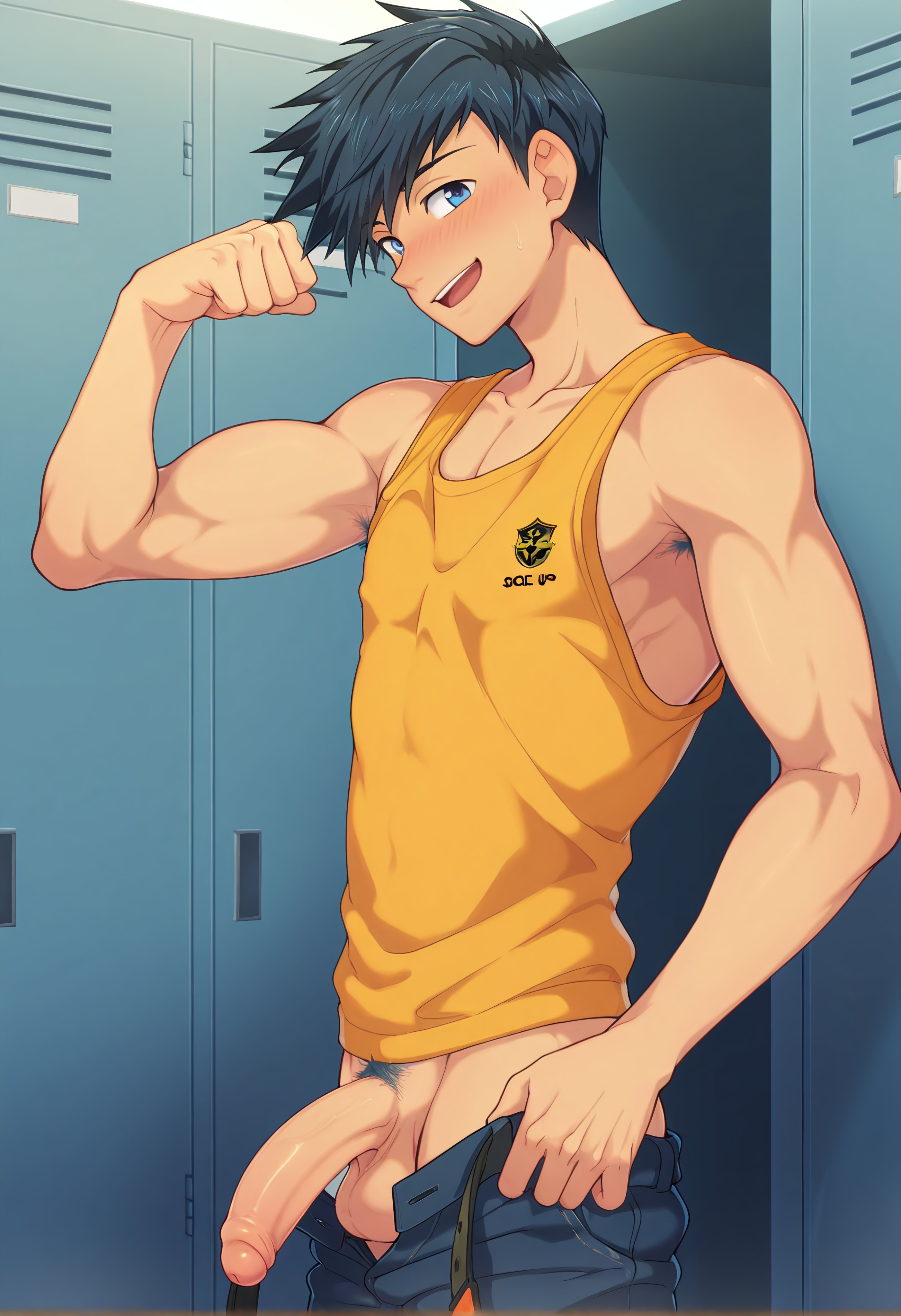 ai generated, bara, camp buddy, male, male focus, male only, natsumi hamasaki, snackji, yaoi