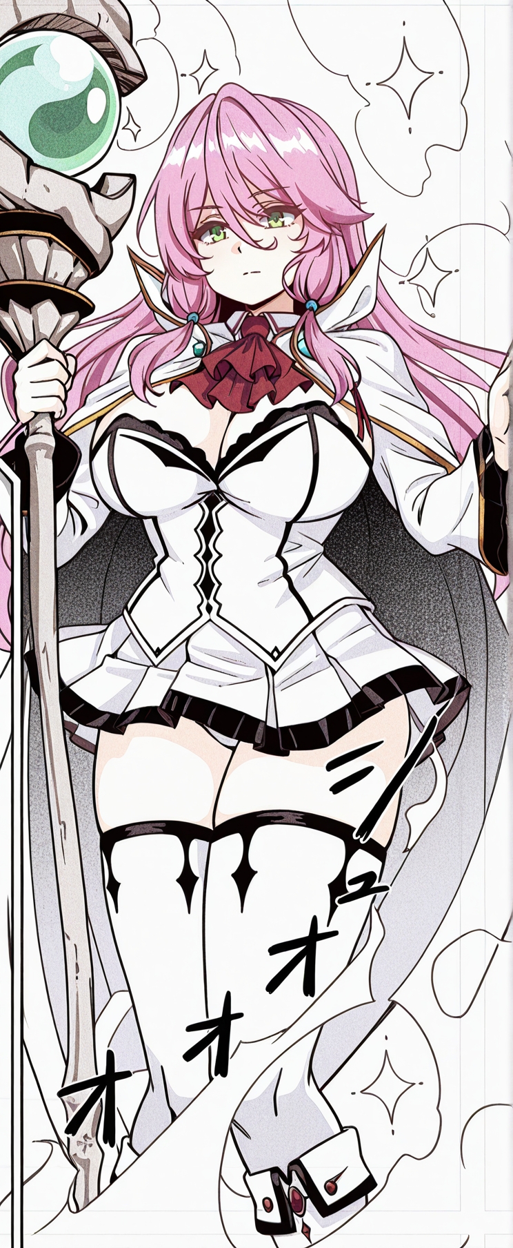 ai_generated big_breasts big_thighs female female_only flare_arlgrande_jioral green_eyes kaifuku_jutsushi_no_yarinaoshi large_breasts large_thighs panties_aside pink_hair pixai pixiv princess redo_of_healer shiokonbu shiokonbu_art_style visible_underwear