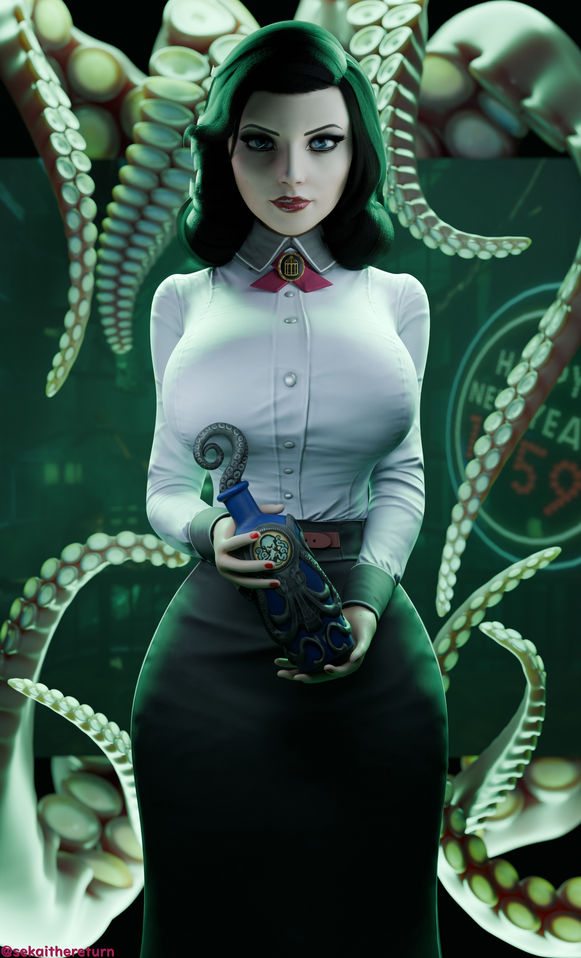 3d, bioshock, bioshock infinite, breast expansion, breast growth, breast growth (enlargement), breasts, burial at sea, busty, elizabeth comstock, elizabeth comstock (burial at sea), female, female focus, female only, hourglass figure, sekaithereturn, tagme, wide hips