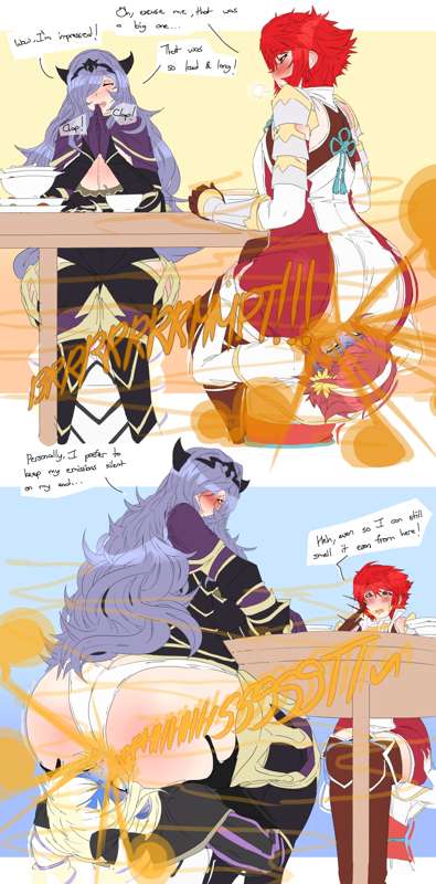 4girls, ass, camilla (fire emblem), facesitting, fart, fart cloud, fart fetish, fart torture, farting in face, farting together, female, female only, fire emblem, hinoka (fire emblem), human chair, incest, lazei, lowres, onomatopoeia, sisters