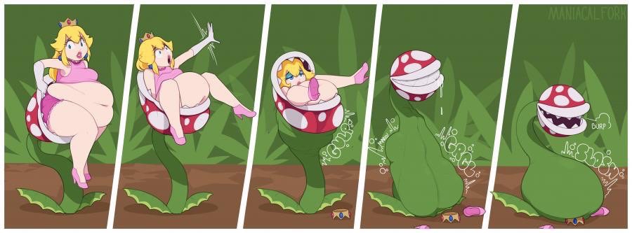 1girls, digestion, female, female prey, maniacalfork, mario (series), piranha plant, princess peach, tagme, vore