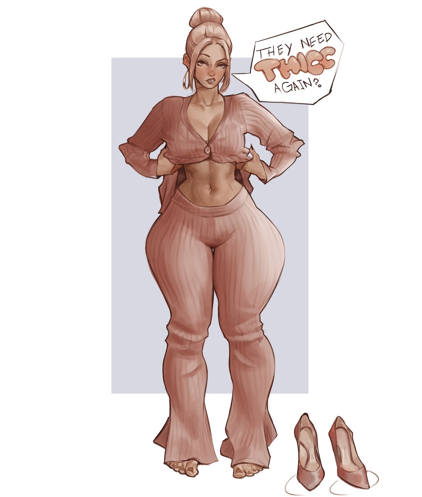 1girls, ass, big ass, big breasts, big thighs, breasts, bust, busty, chest, curvaceous, curvy, curvy figure, digital media (artwork), english text, feet, female, heels, high heels, hips, hourglass figure, huge ass, huge thighs, large ass, large breasts, large thighs, legs, looking at viewer, mature, mature female, slim waist, speech bubble, thatmfdiego, thick, thick hips, thick legs, thick thighs, thighs, toes, voluptuous, waist, wide ass, wide hips, wide thighs